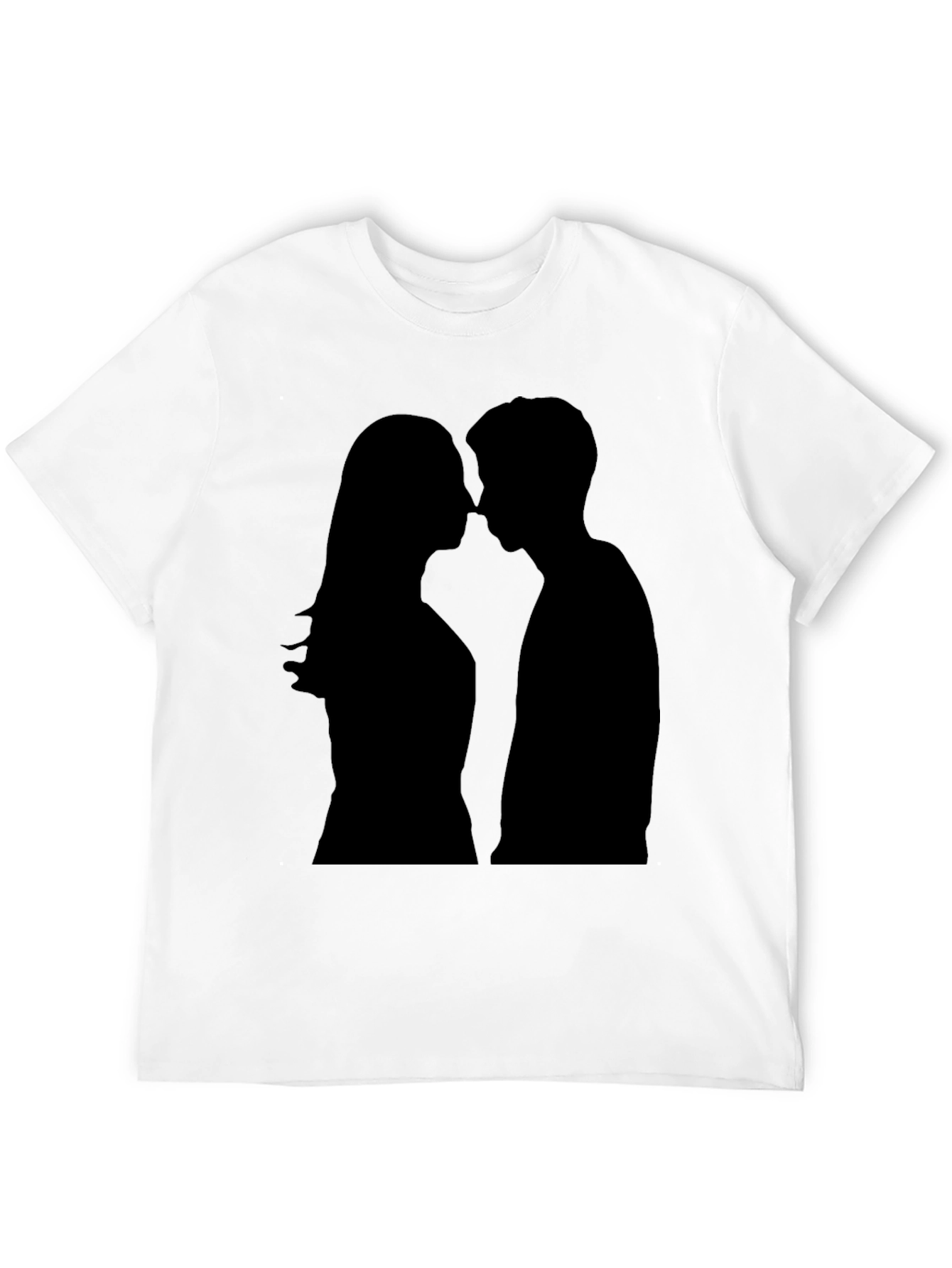 Silhouette Kiss Black T-Shirt - Romantic Graphic Tee