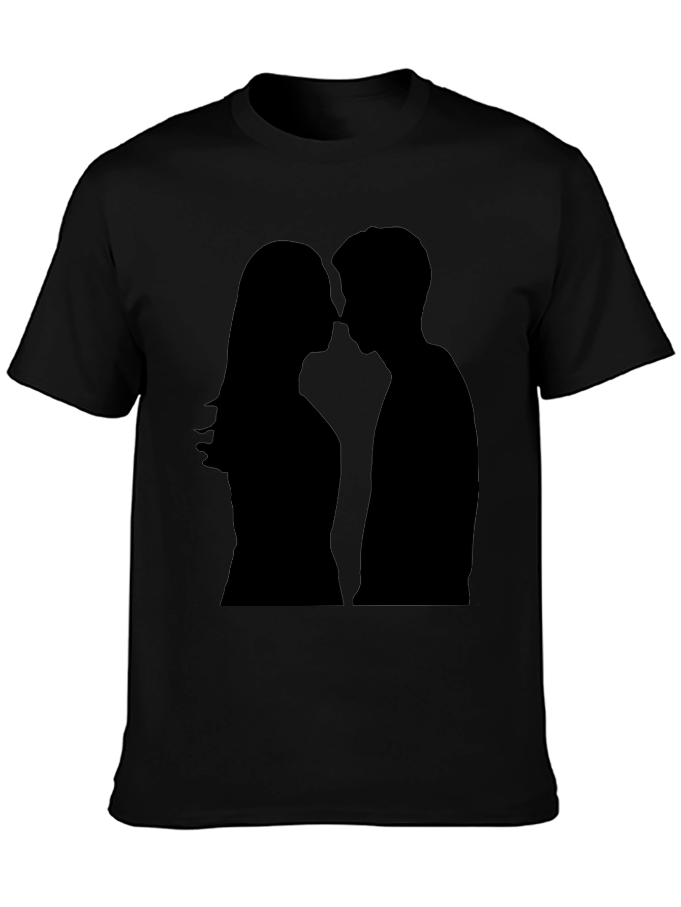 Silhouette Kiss Black T-Shirt - Romantic Graphic Tee