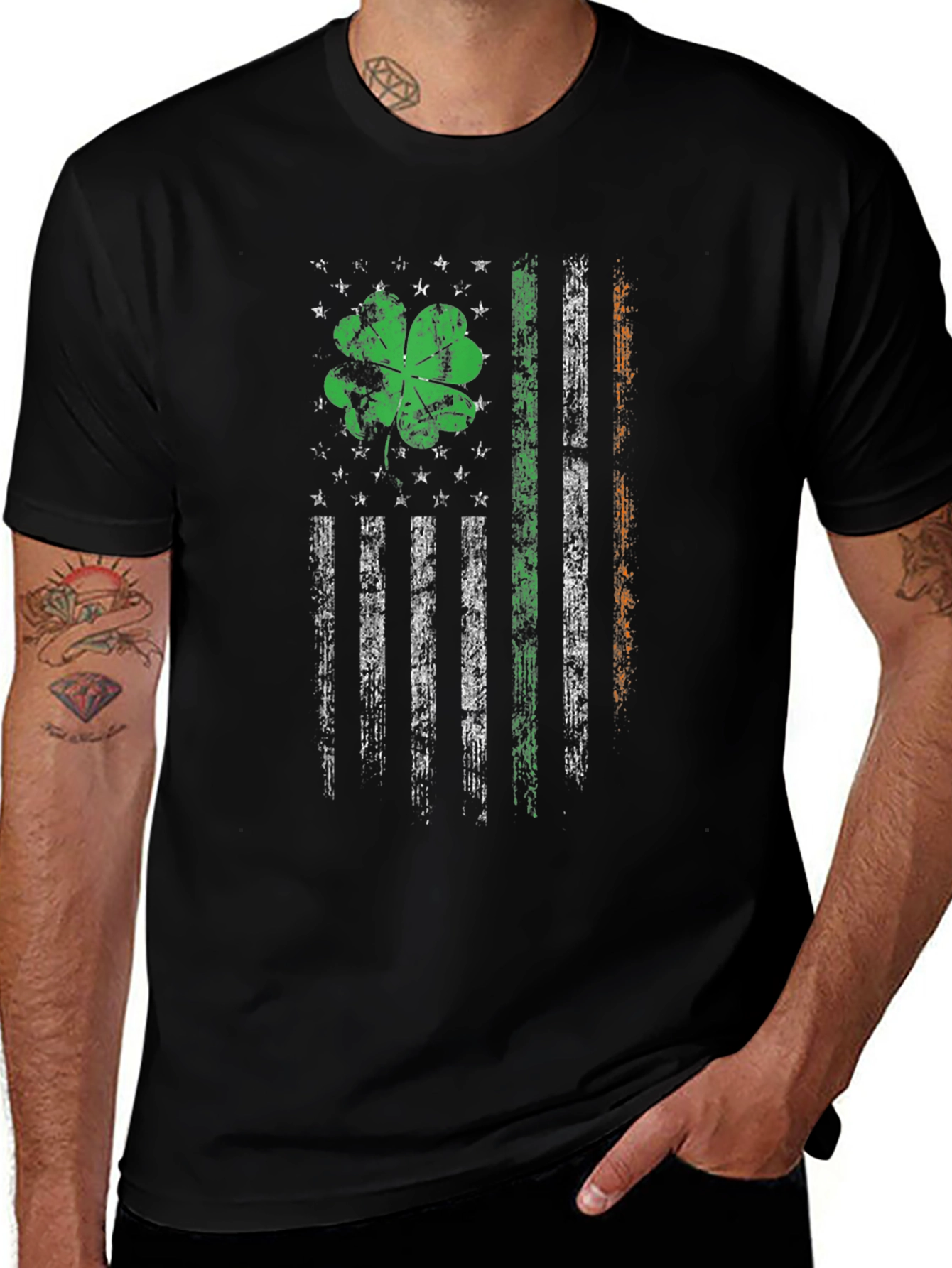 Irish-American Flag Clover Graphic Tee