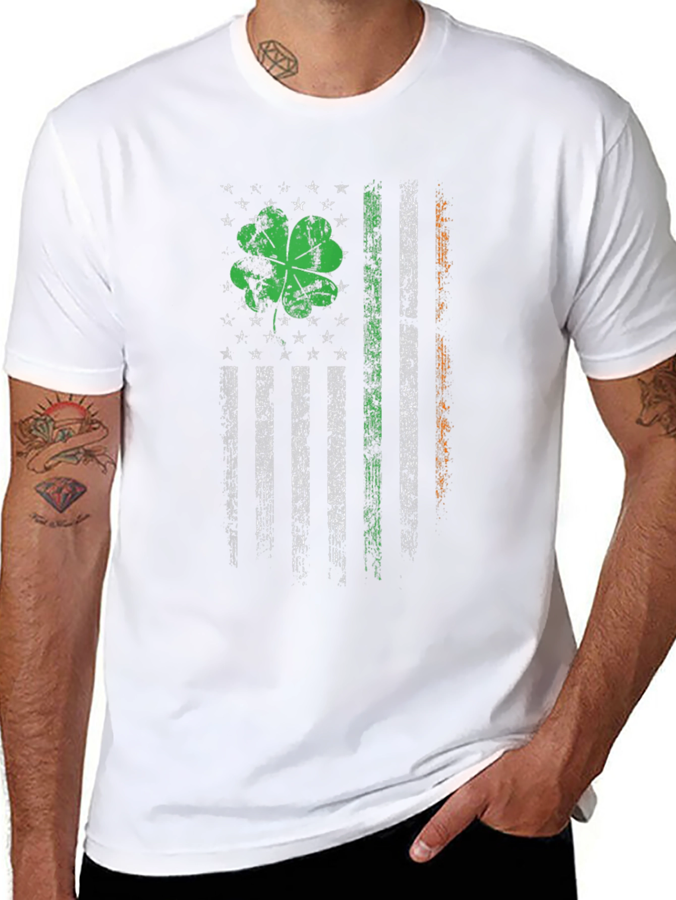 Irish-American Flag Clover Graphic Tee