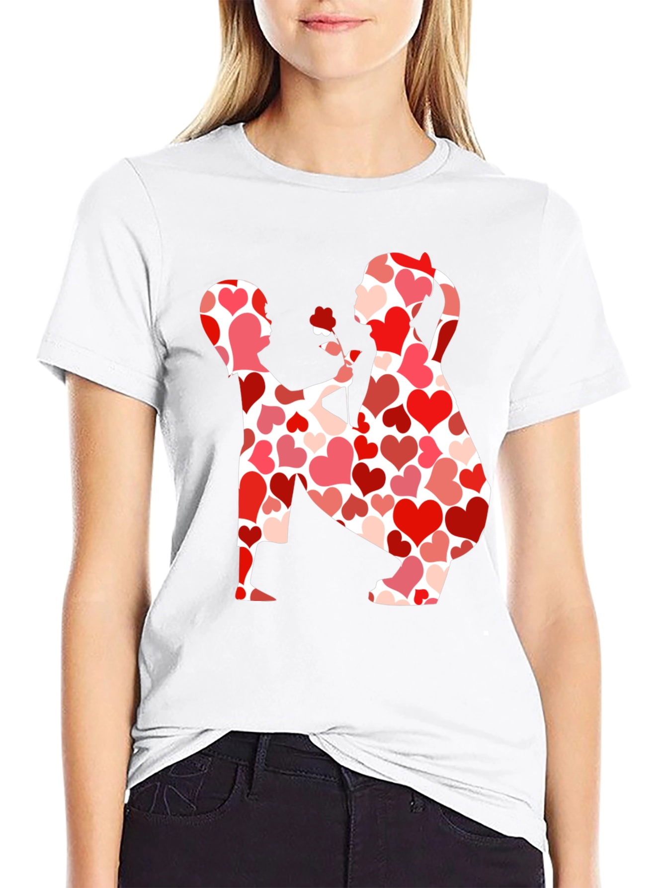 Heart Pattern Valentines Day Couple T-Shirt
