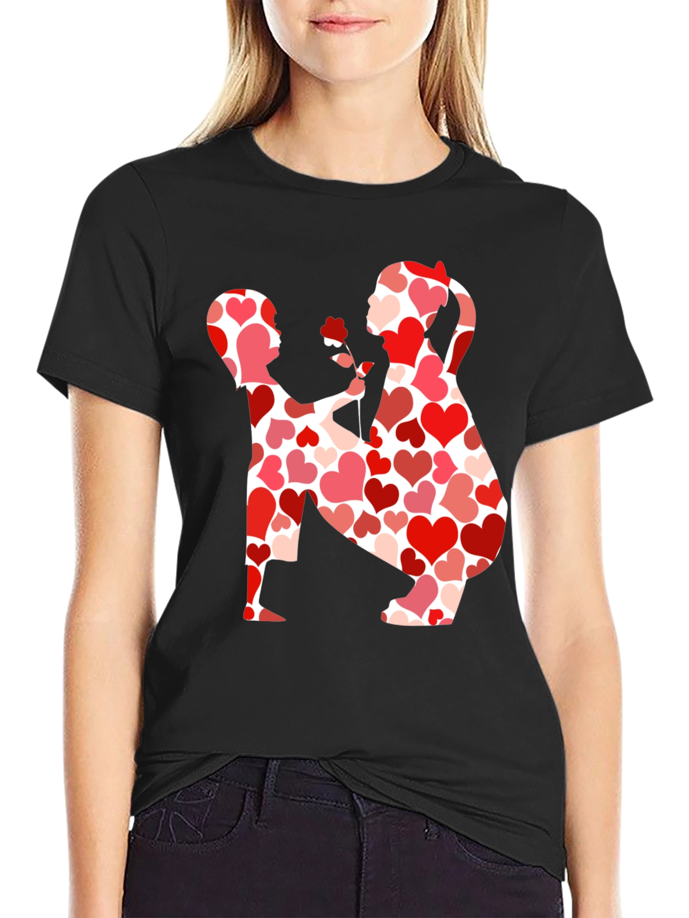 Heart Pattern Valentines Day Couple T-Shirt
