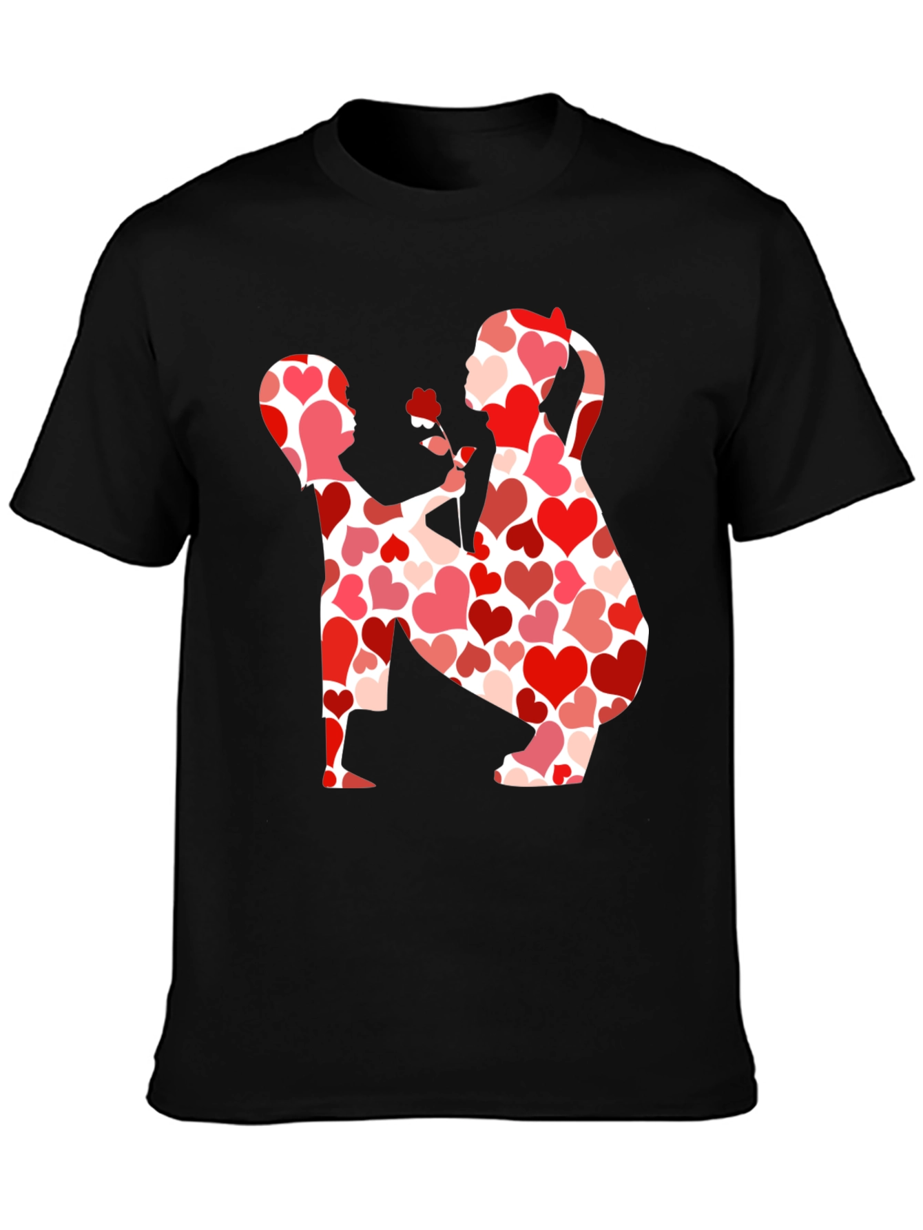 Heart Pattern Valentines Day Couple T-Shirt