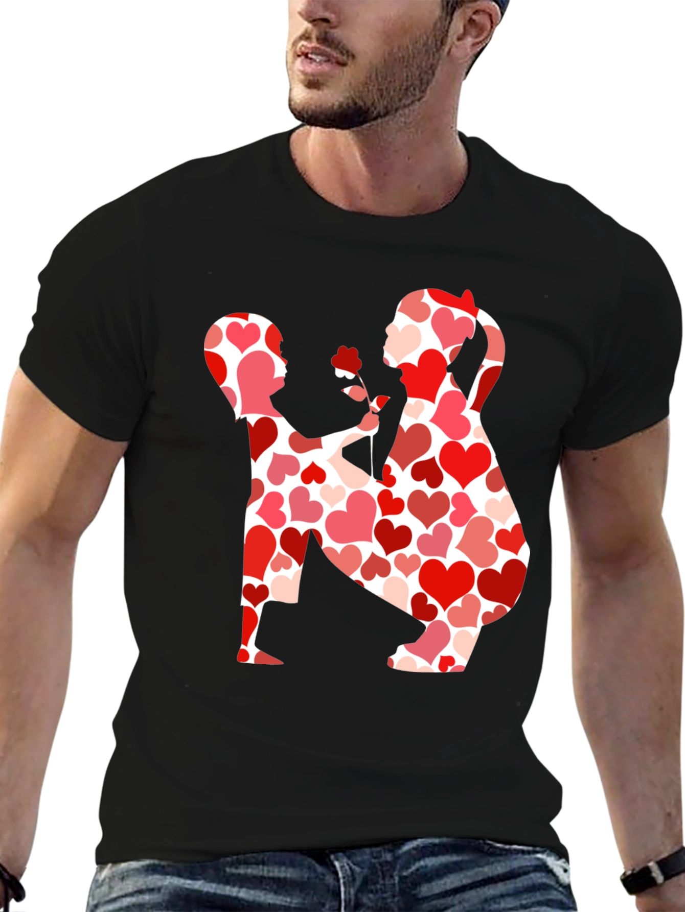 Heart Pattern Valentines Day Couple T-Shirt