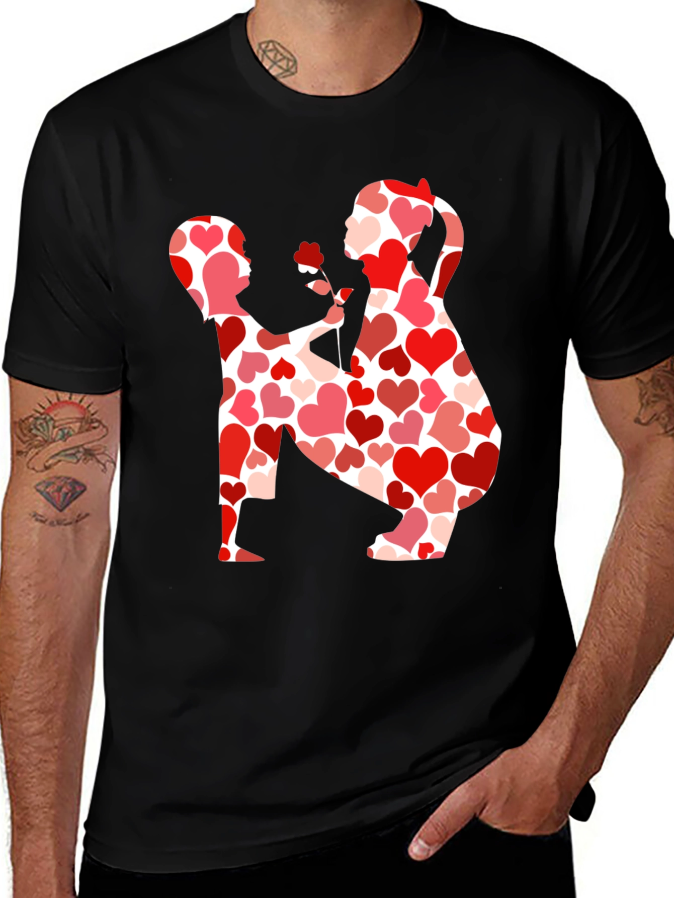 Heart Pattern Valentines Day Couple T-Shirt