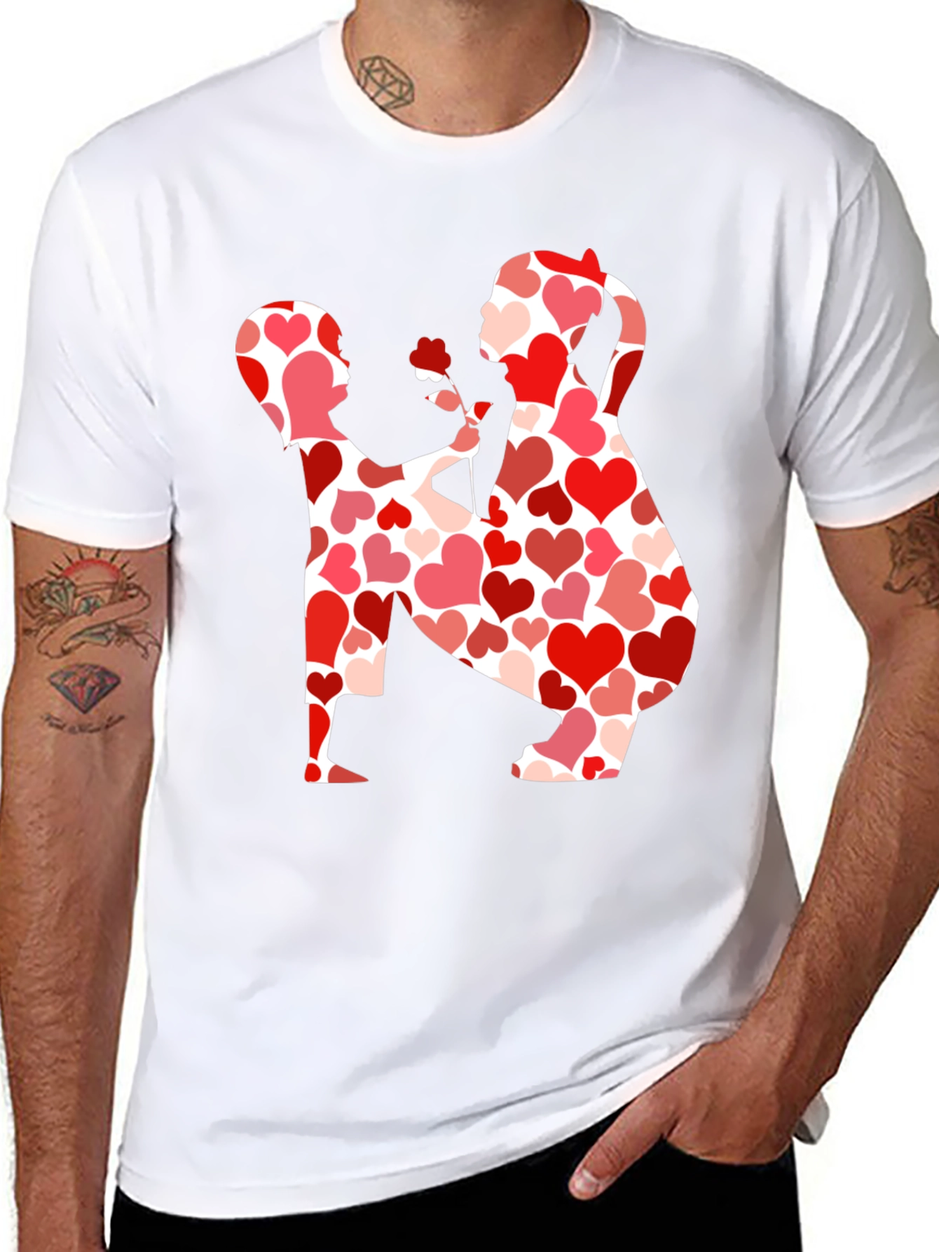 Heart Pattern Valentines Day Couple T-Shirt