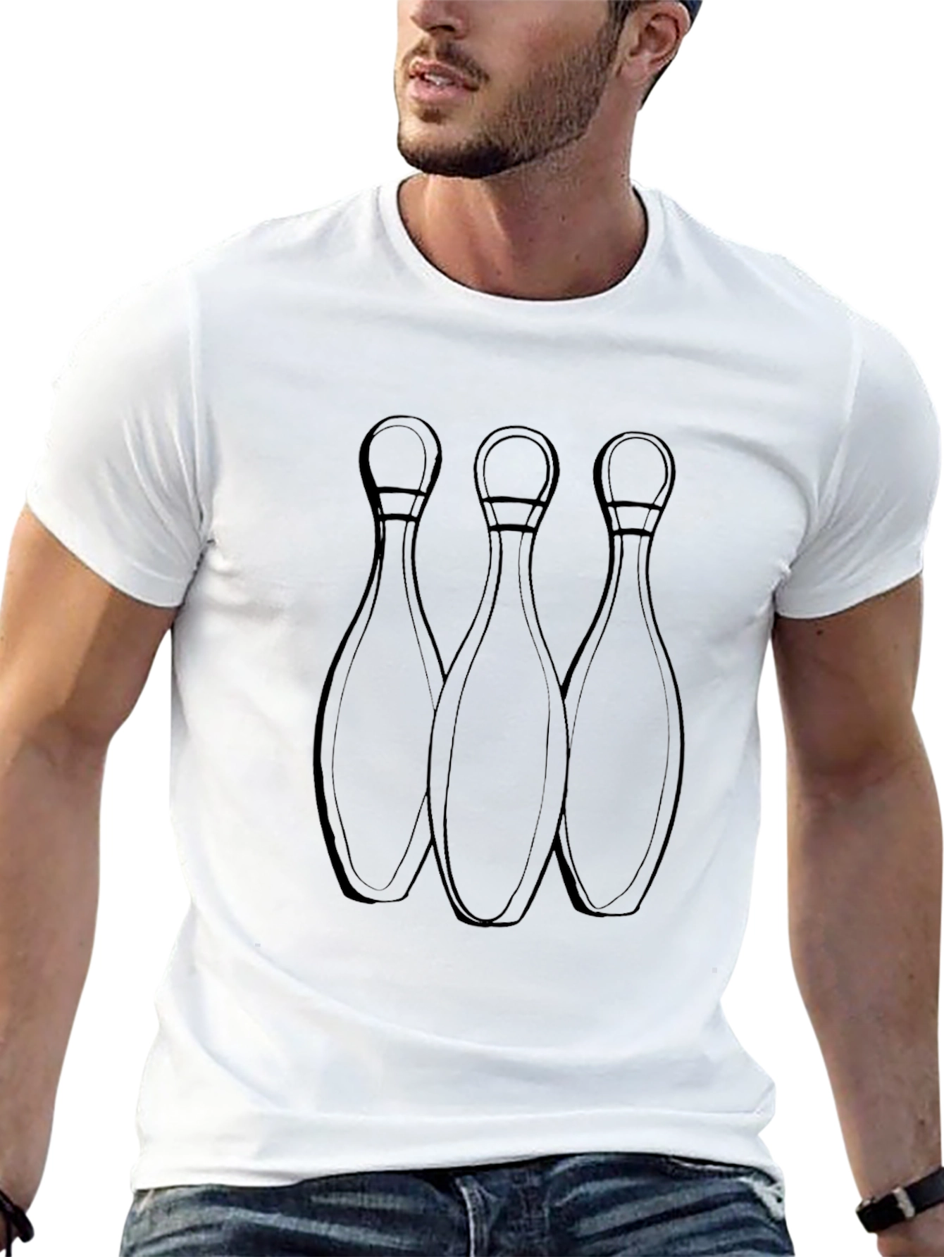 Bowling Pins Graphic Tee - Black Cotton T-Shirt