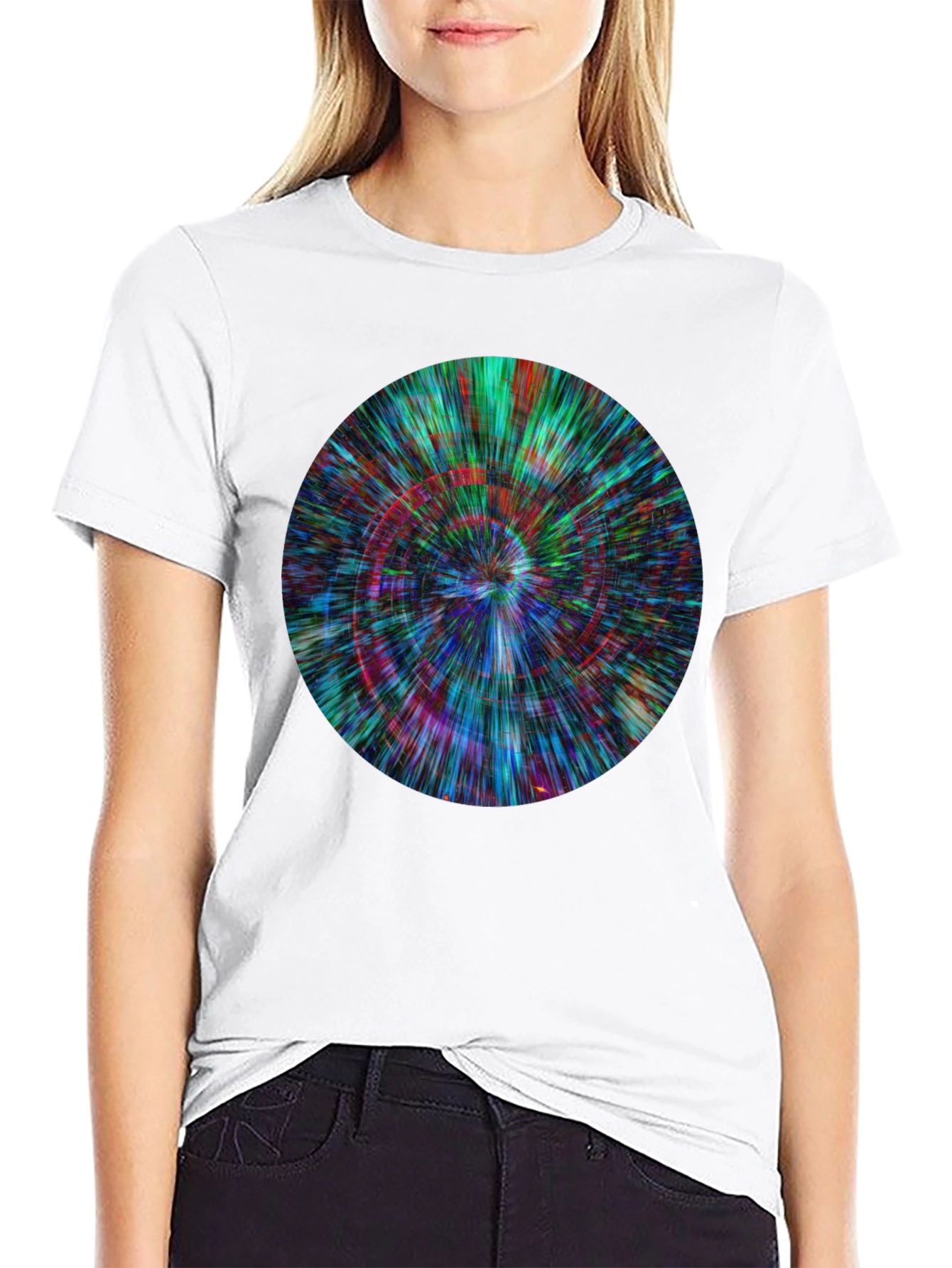Abstract Circle Design Black T-Shirt
