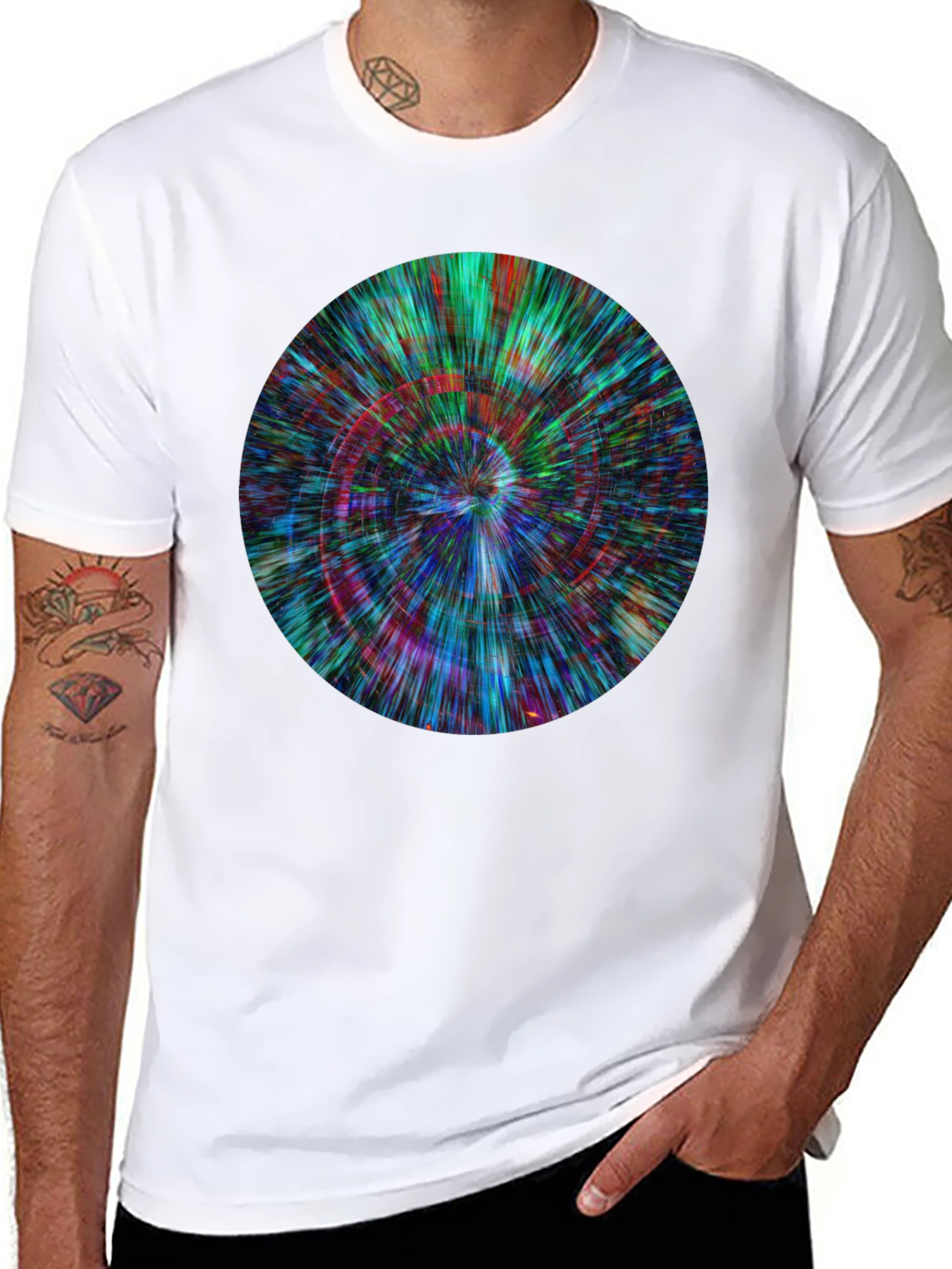 Abstract Circle Design Black T-Shirt