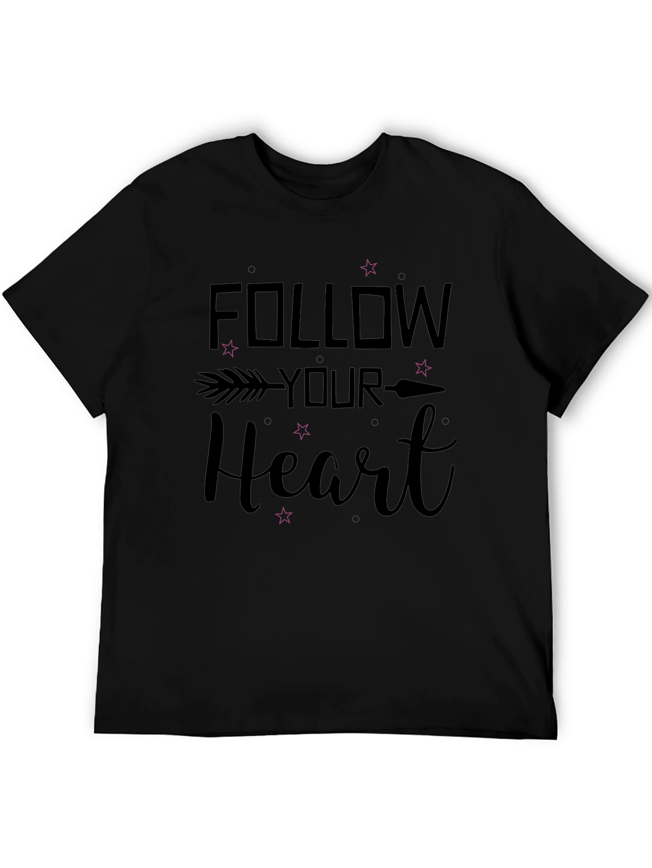 Follow Your Heart Black Graphic T-Shirt