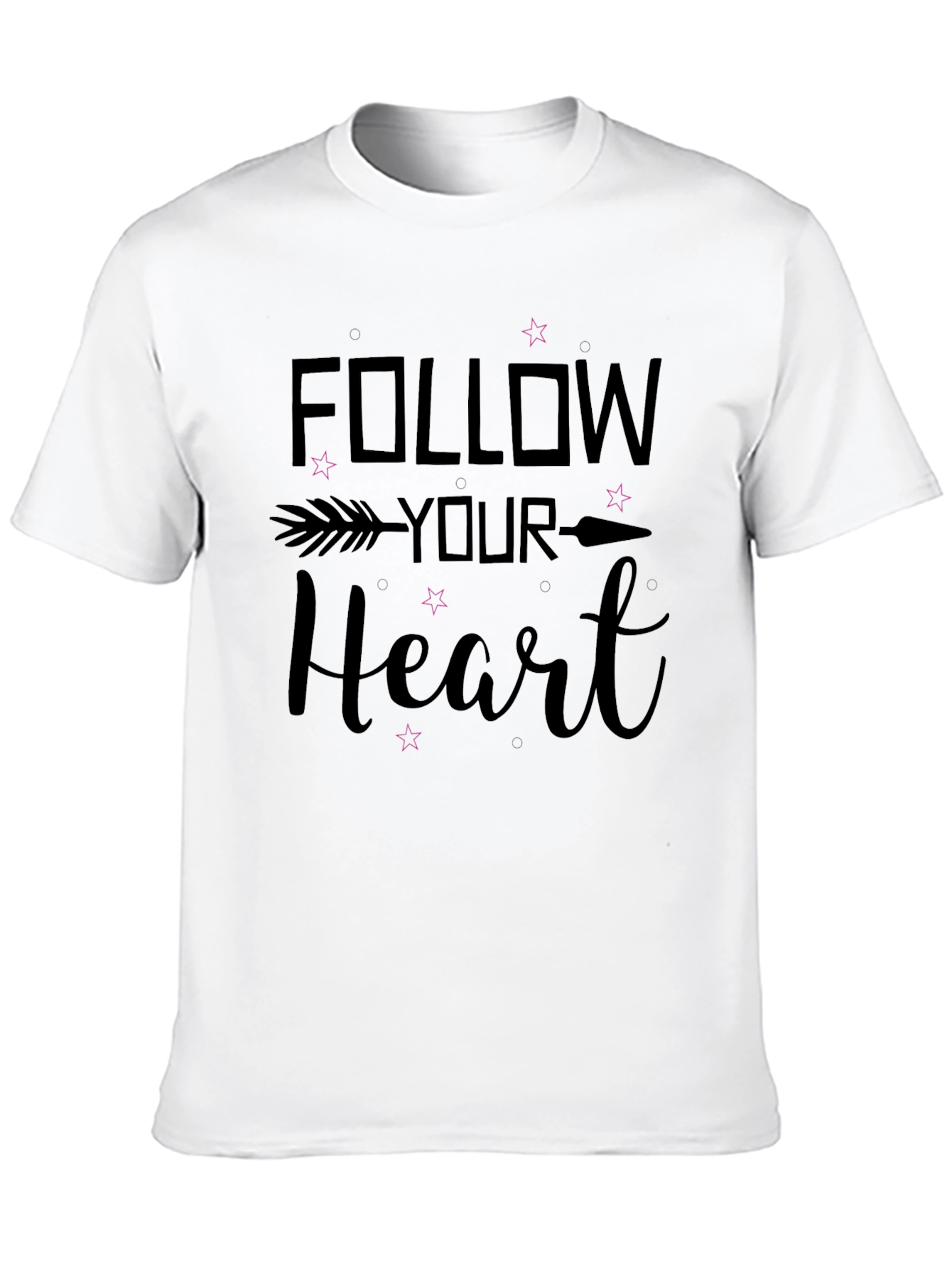 Follow Your Heart Black Graphic T-Shirt
