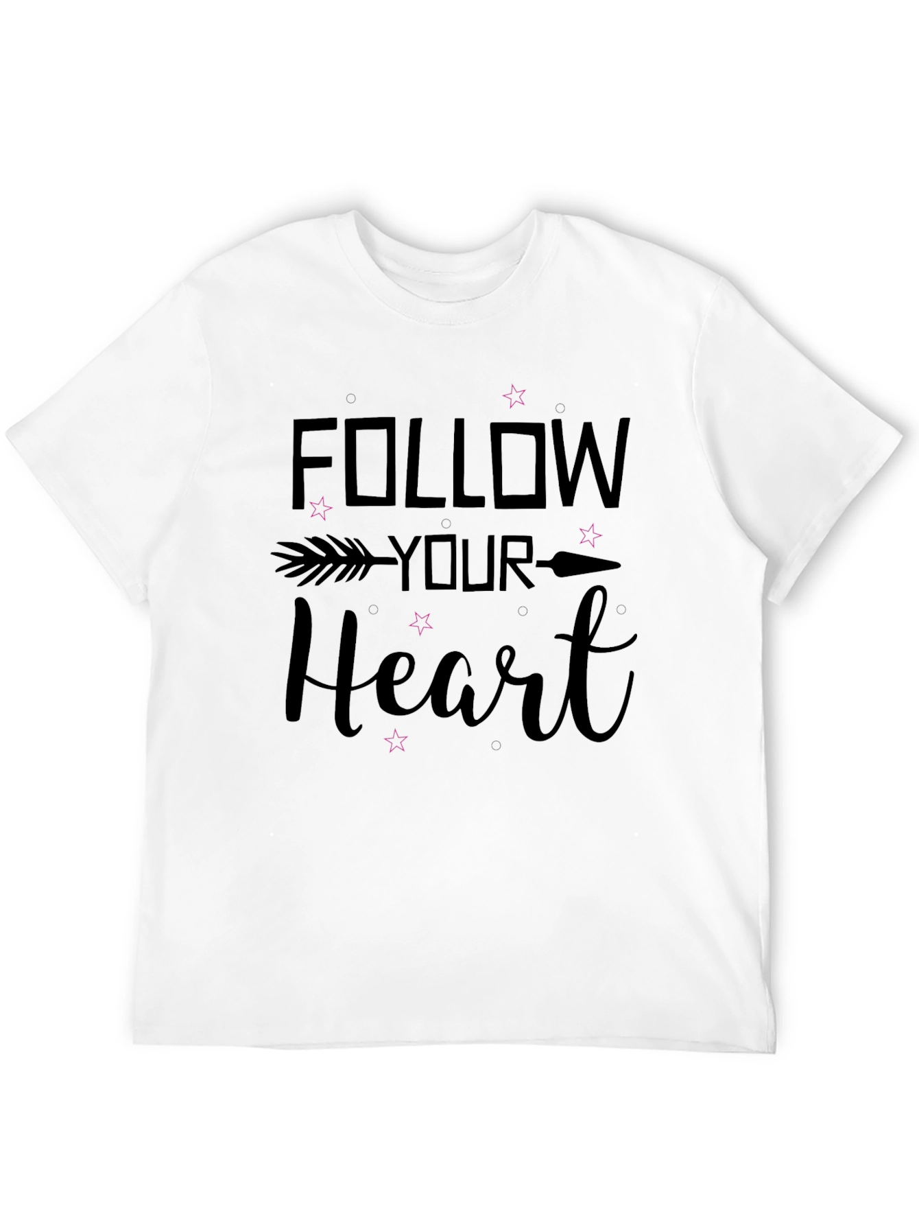 Follow Your Heart Black Graphic T-Shirt