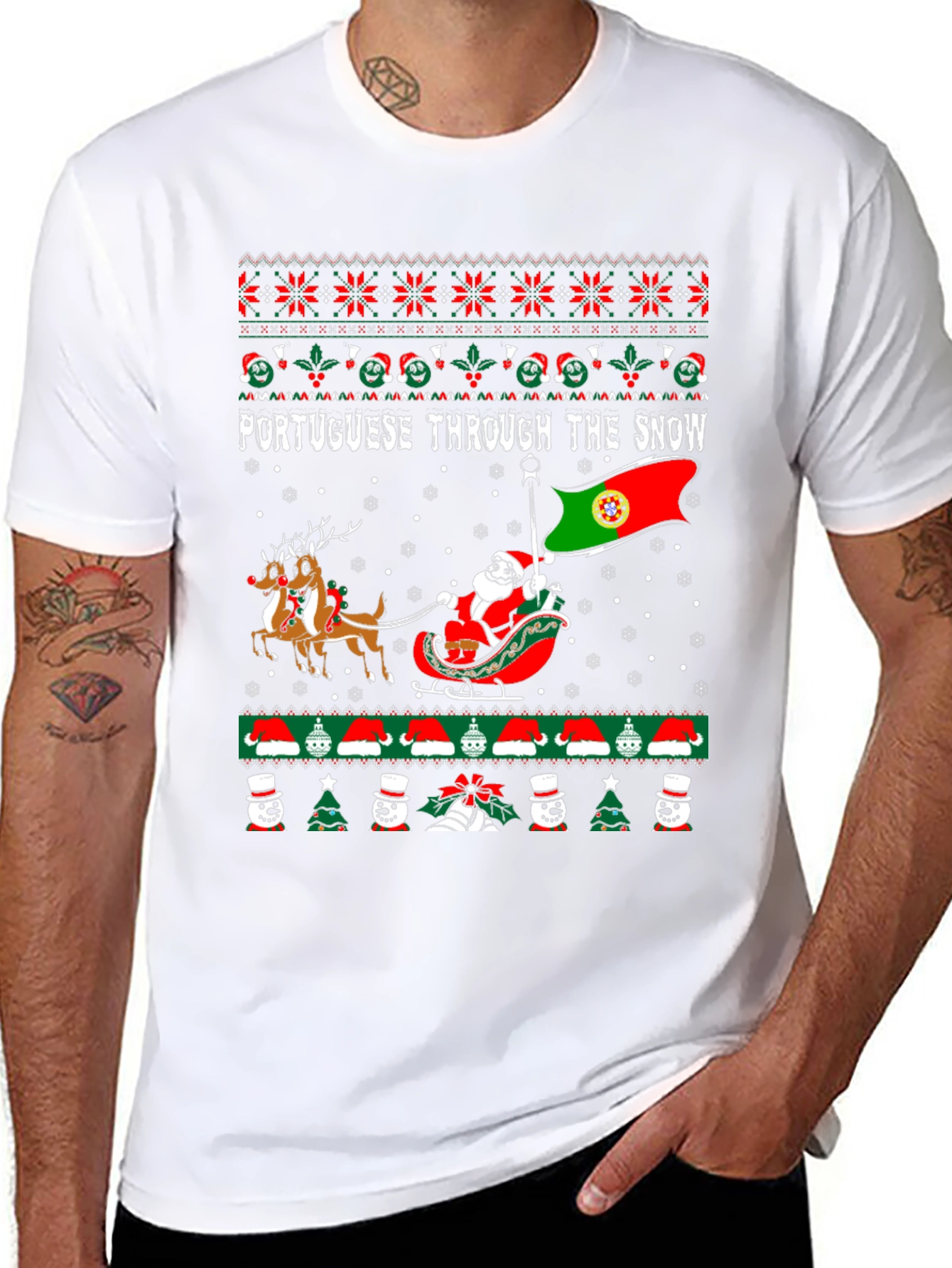 Portuguese Through the Snow Ugly Christmas T-Shirt