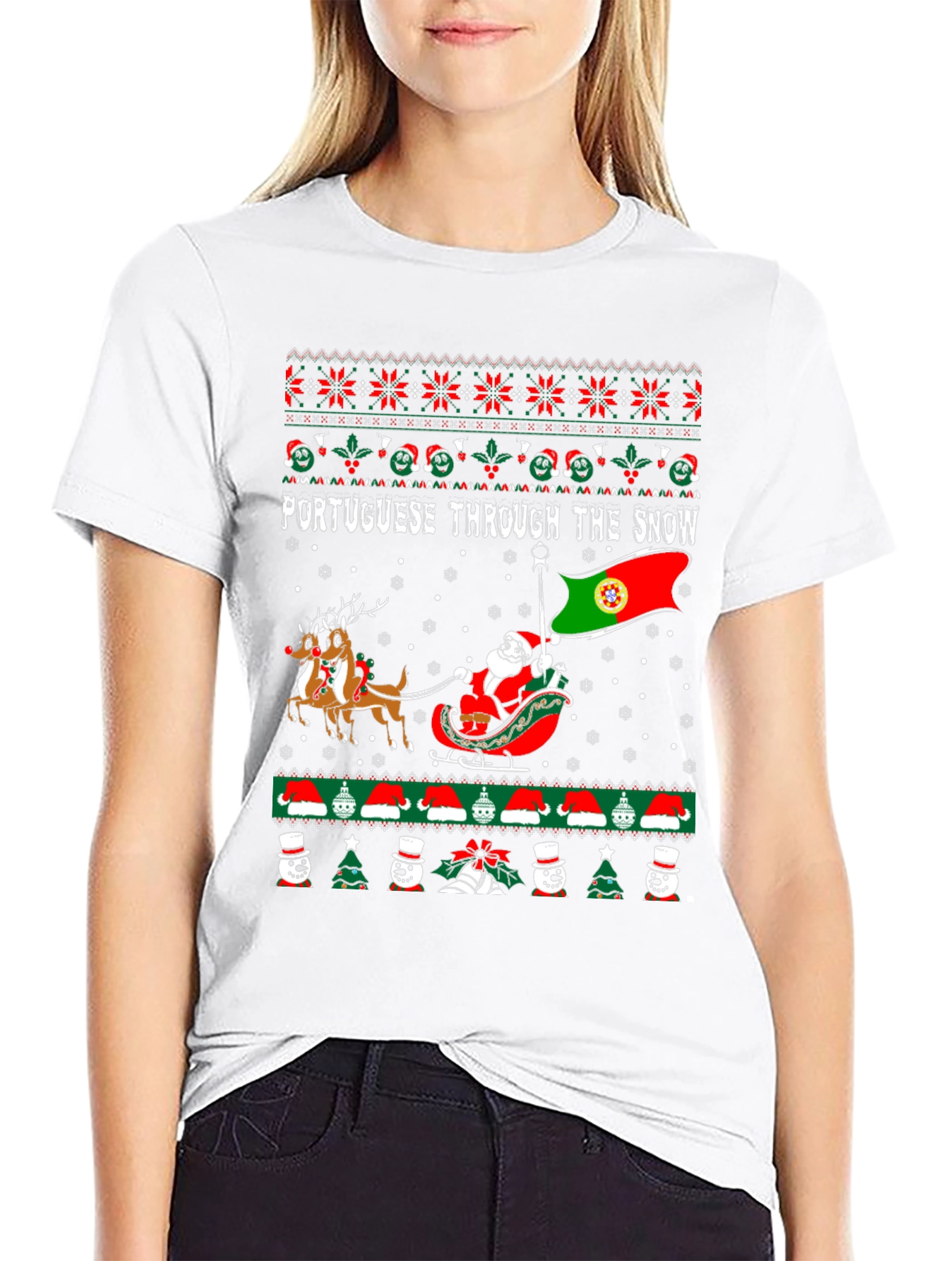 Portuguese Through the Snow Ugly Christmas T-Shirt