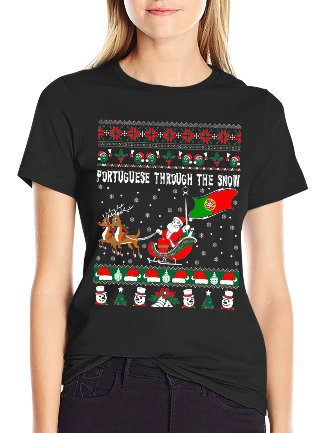 Portuguese Through the Snow Ugly Christmas T-Shirt