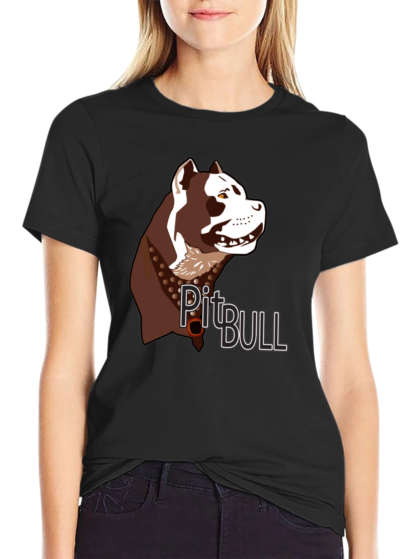 Pitbull Dog Graphic T-Shirt - Black