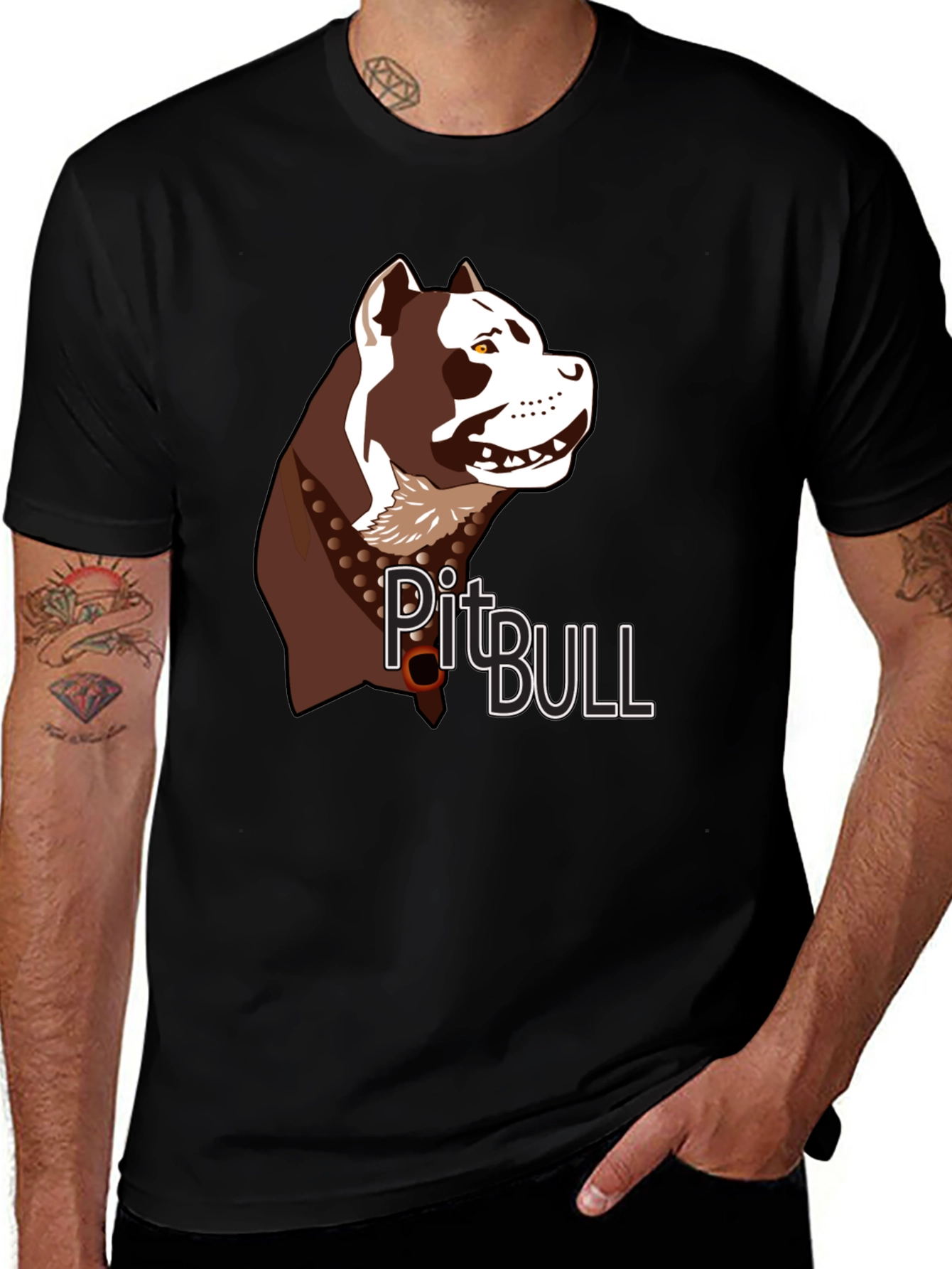 Pitbull Dog Graphic T-Shirt - Black