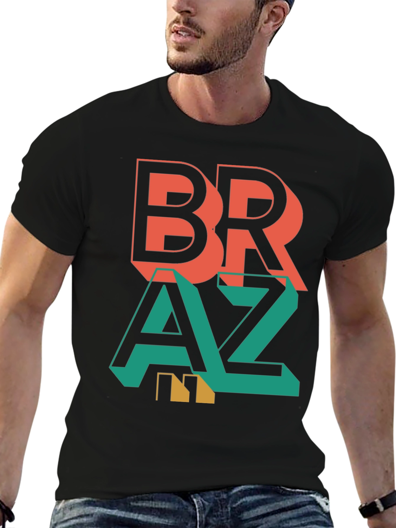 Stylish Braz Tee - Bold Graphic Print T-Shirt