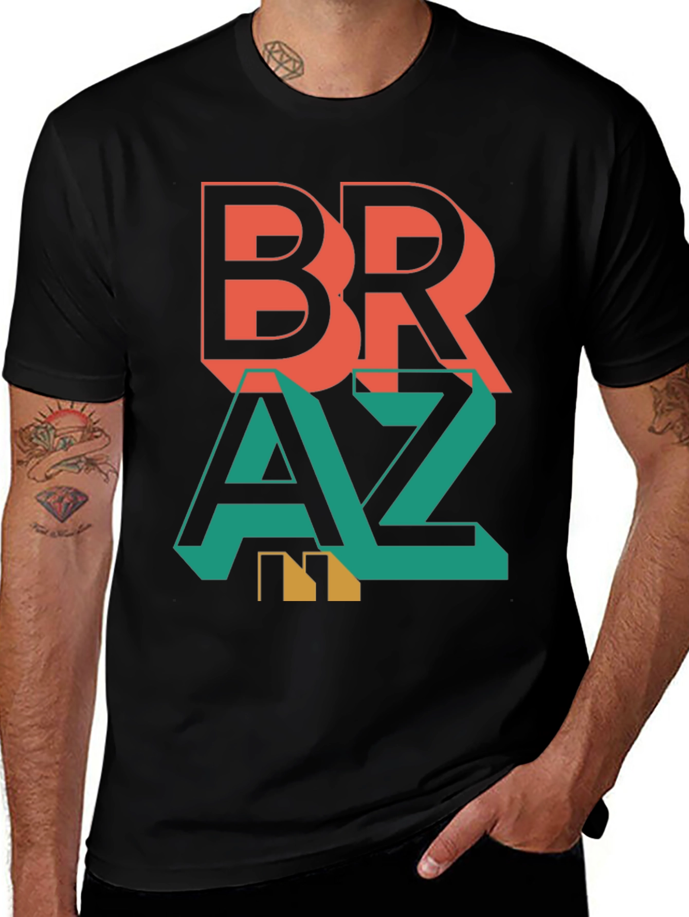 Stylish Braz Tee - Bold Graphic Print T-Shirt