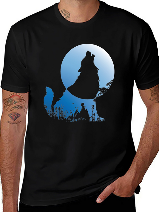 Wolf Howling at Moon Graphic T-Shirt