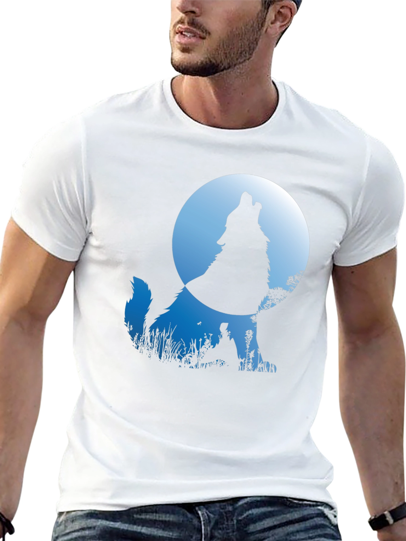 Wolf Howling at Moon Graphic T-Shirt
