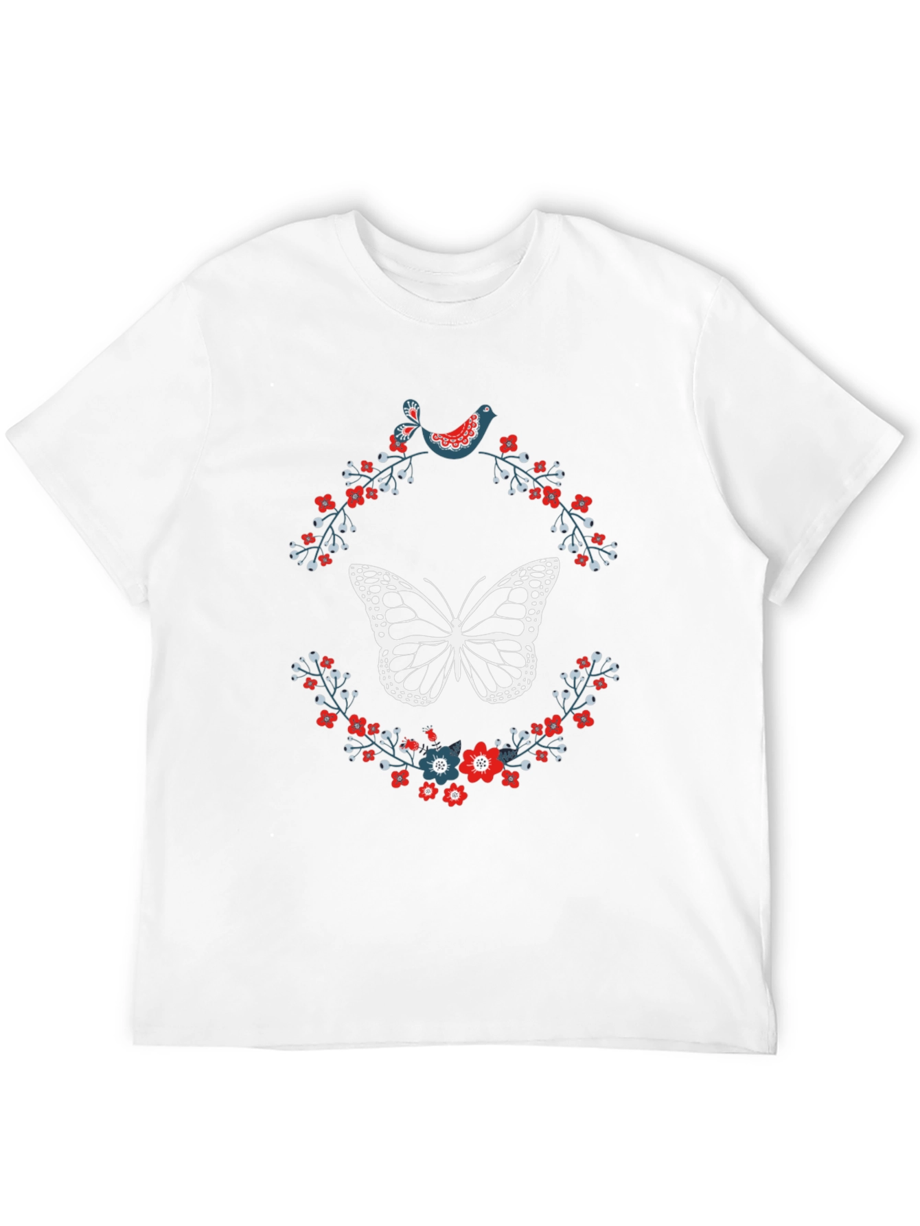Butterfly & Floral Print T-Shirt
