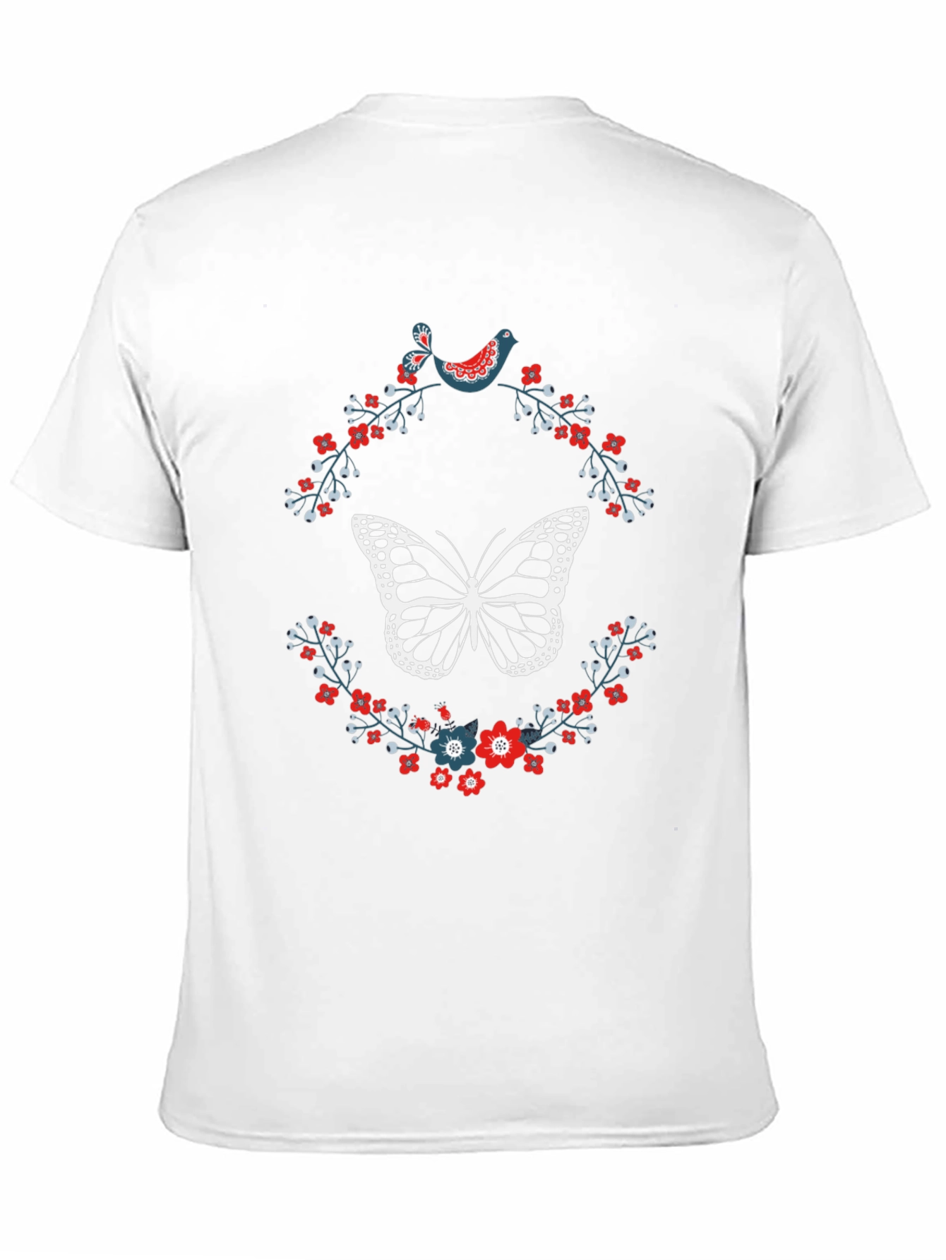 Butterfly & Floral Print T-Shirt