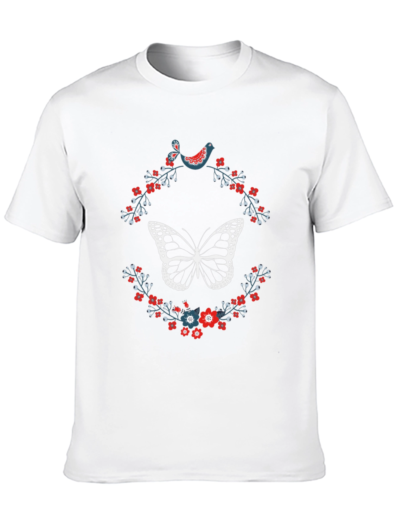 Butterfly & Floral Print T-Shirt