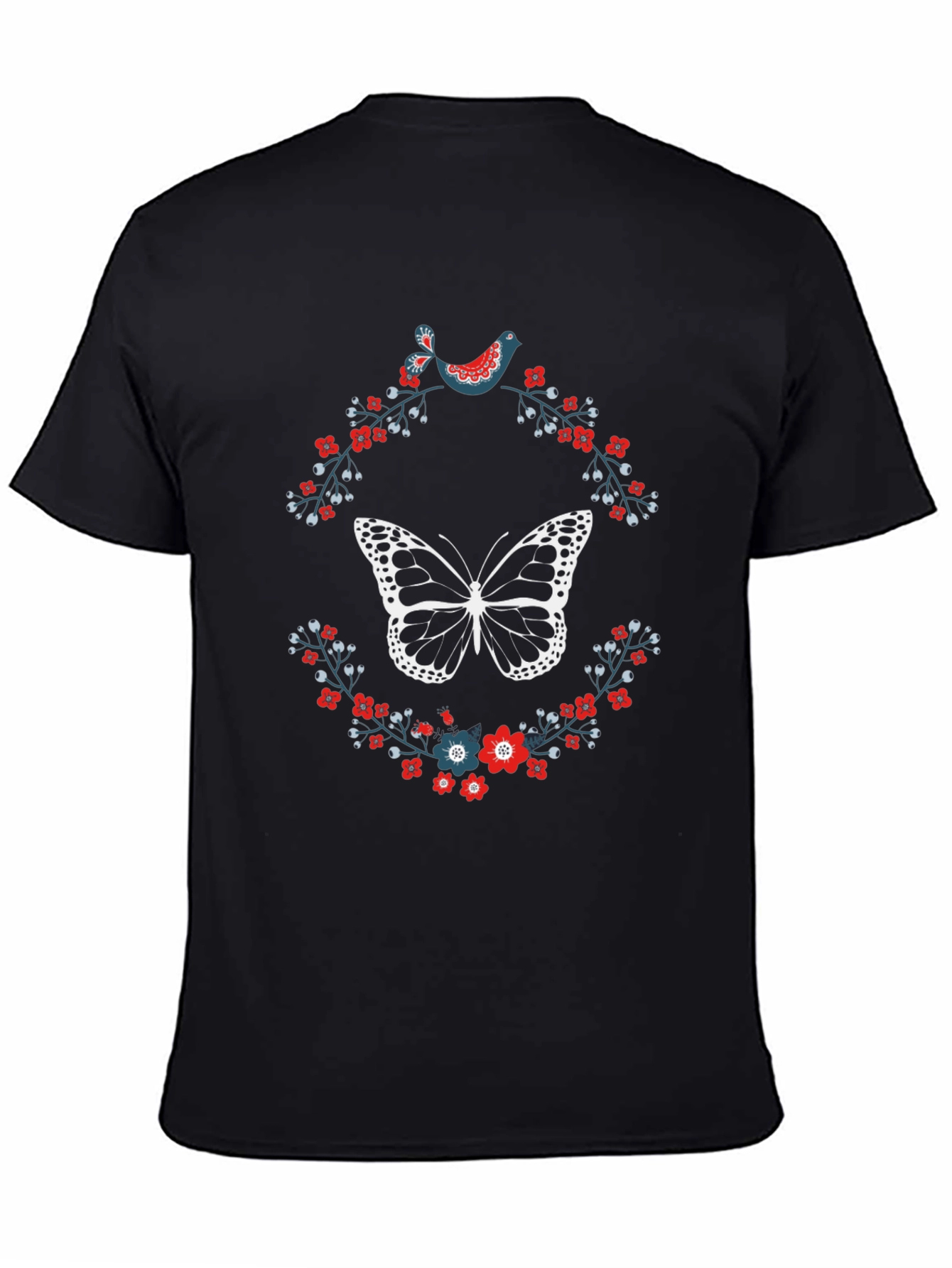 Butterfly & Floral Print T-Shirt