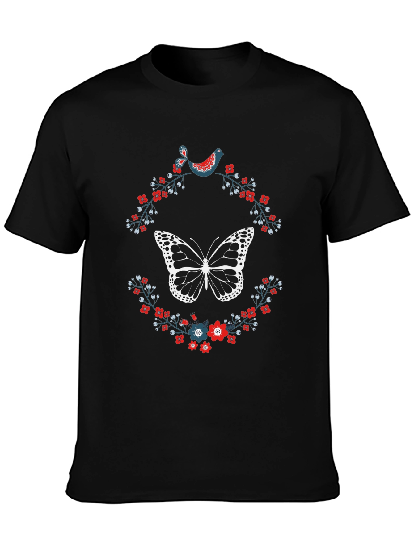 Butterfly & Floral Print T-Shirt