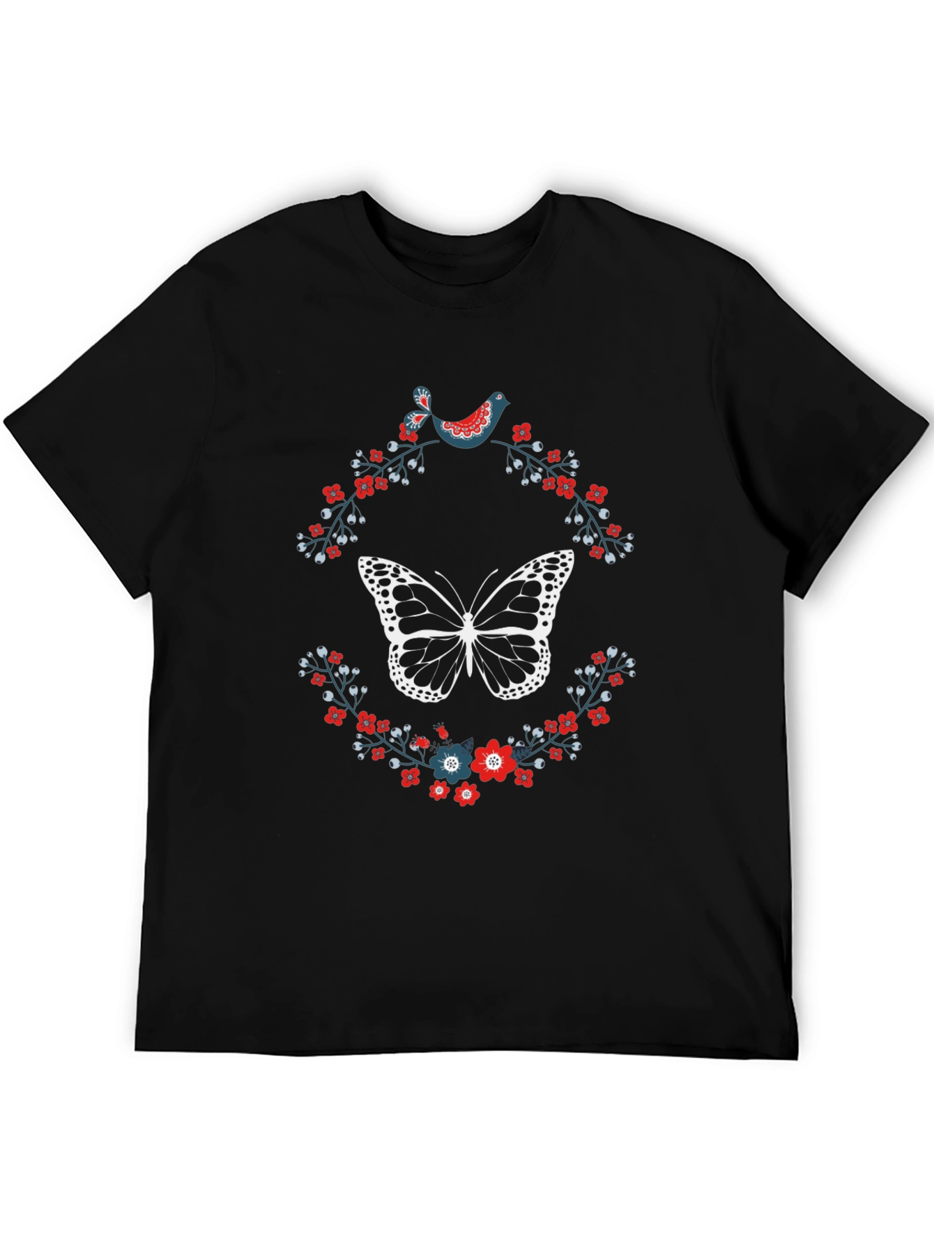 Butterfly & Floral Print T-Shirt