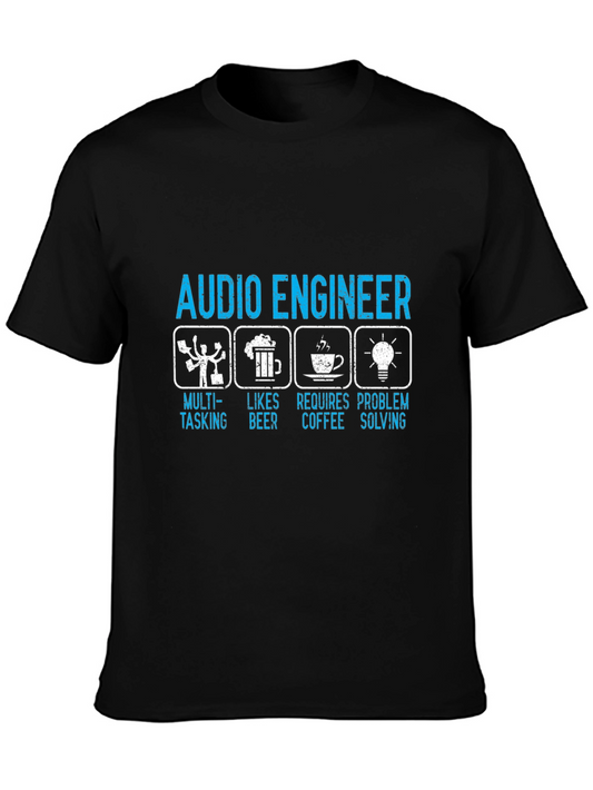 Audio Engineer Graphic T-Shirt - Multi-Tasking Beer Coffee Problem Solving