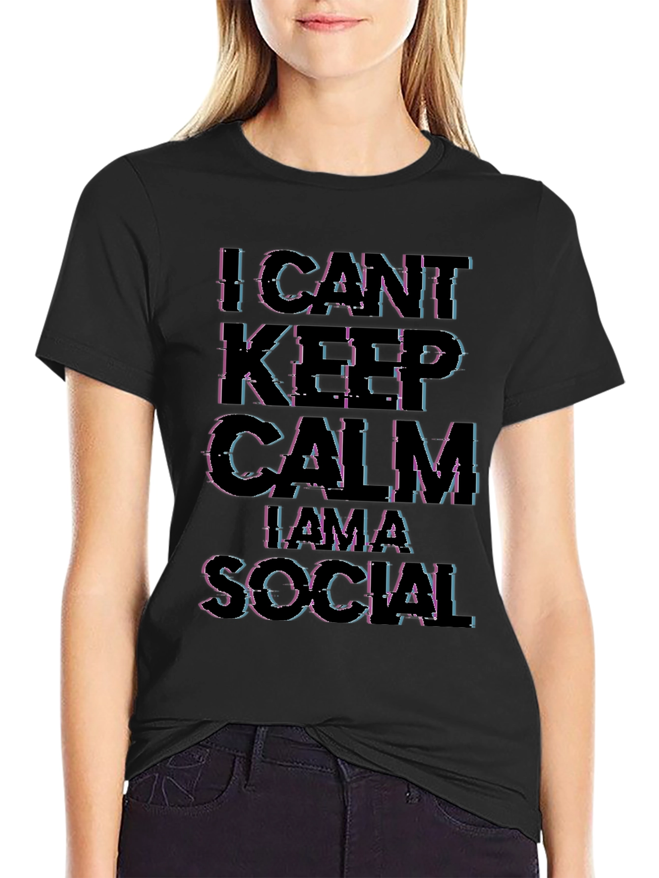 I CANT KEEP CALM IM A SOCIAL Black T-Shirt