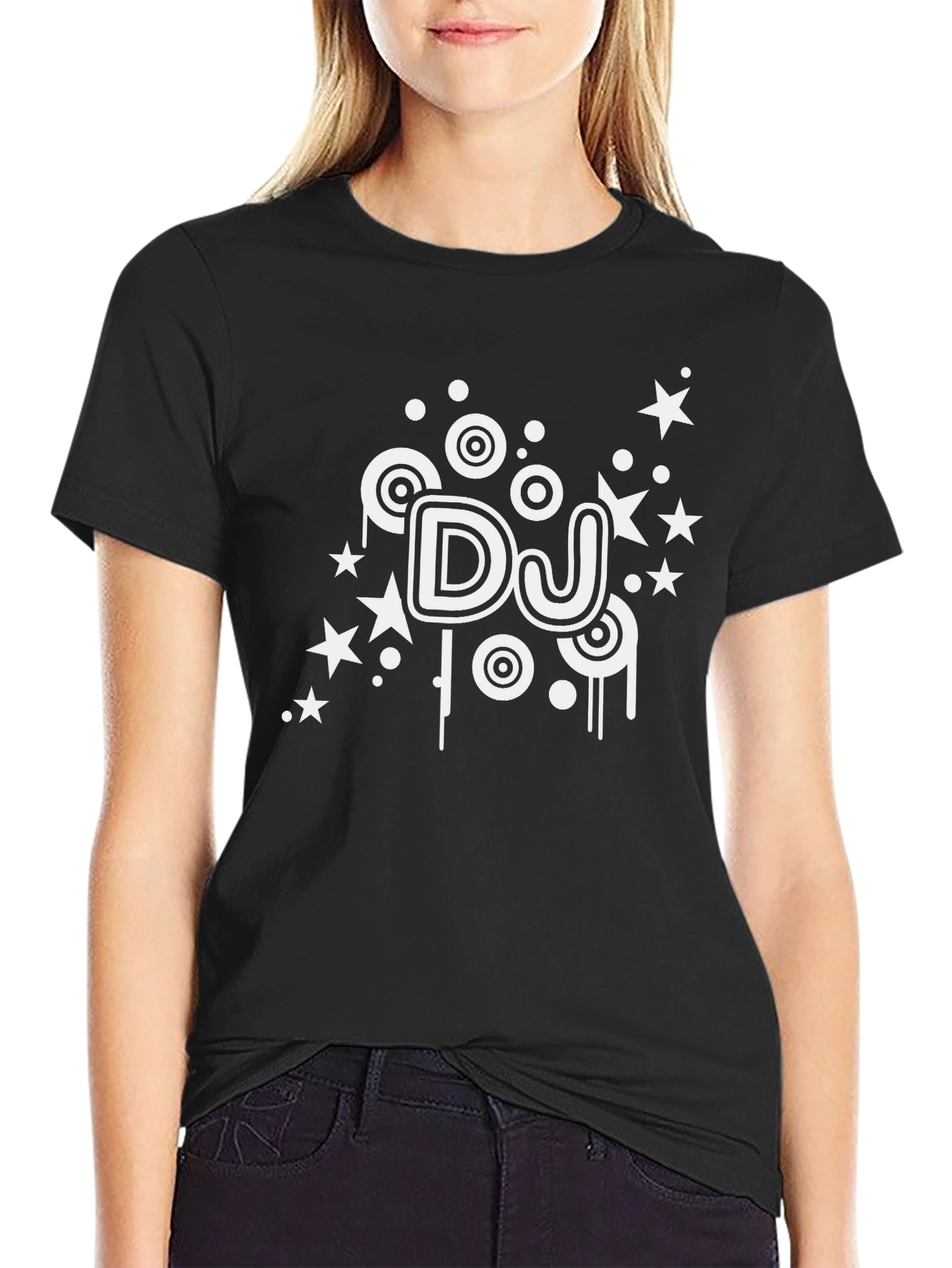 DJ Stars Black T-Shirt - Cool Music Design