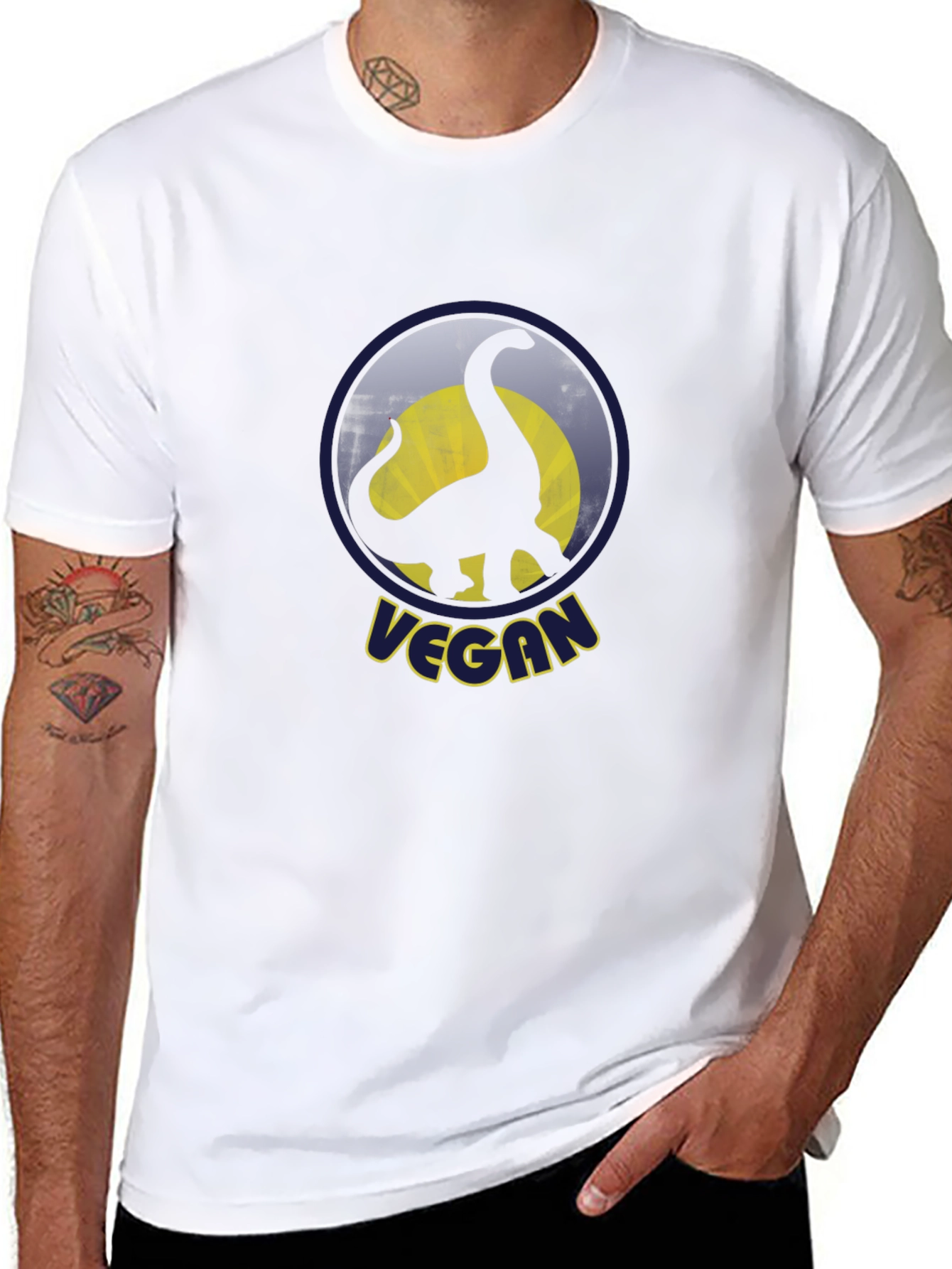 Vegan Dinosaur T-Shirt - Black Cotton Graphic Tee