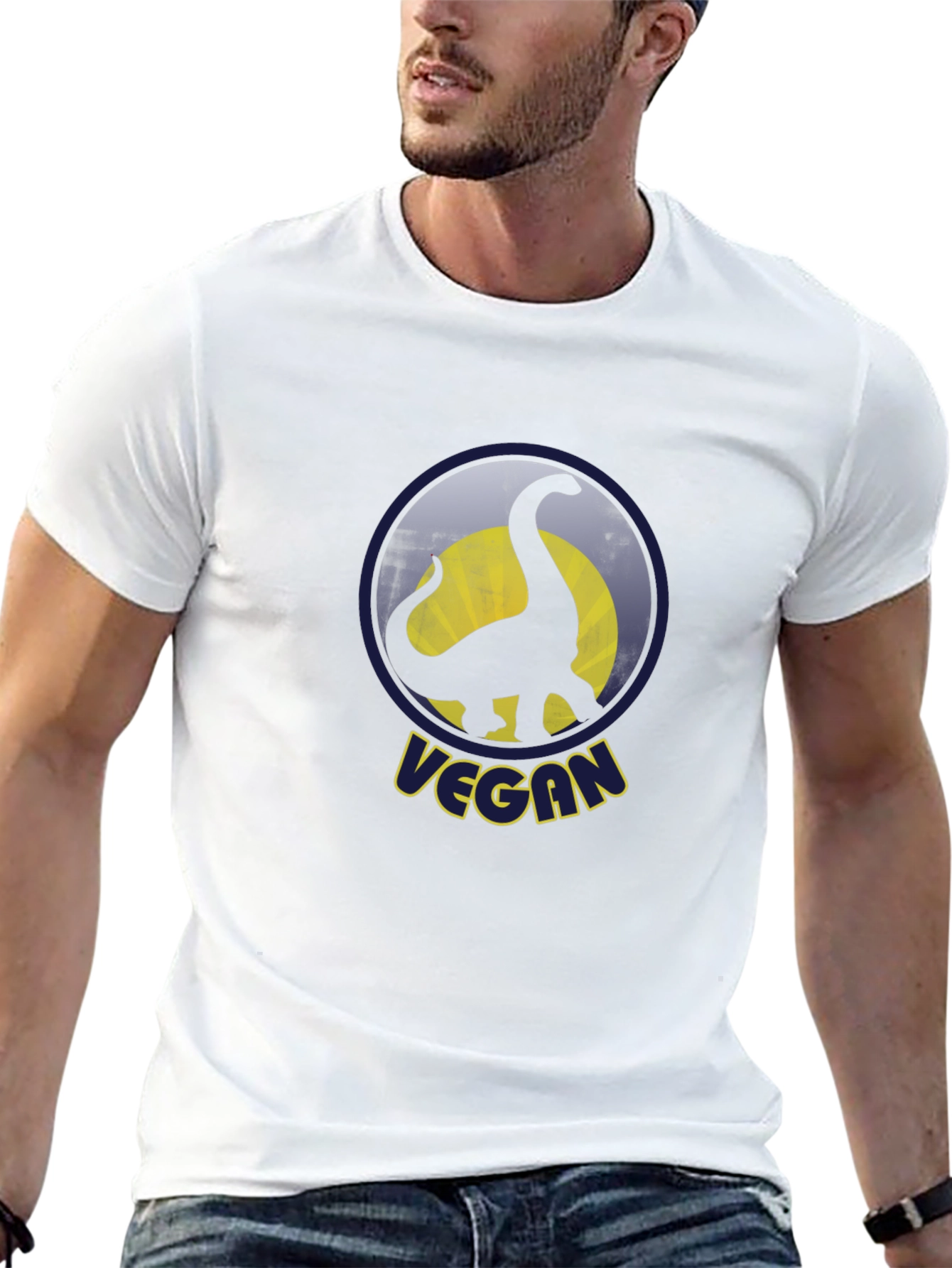 Vegan Dinosaur T-Shirt - Black Cotton Graphic Tee