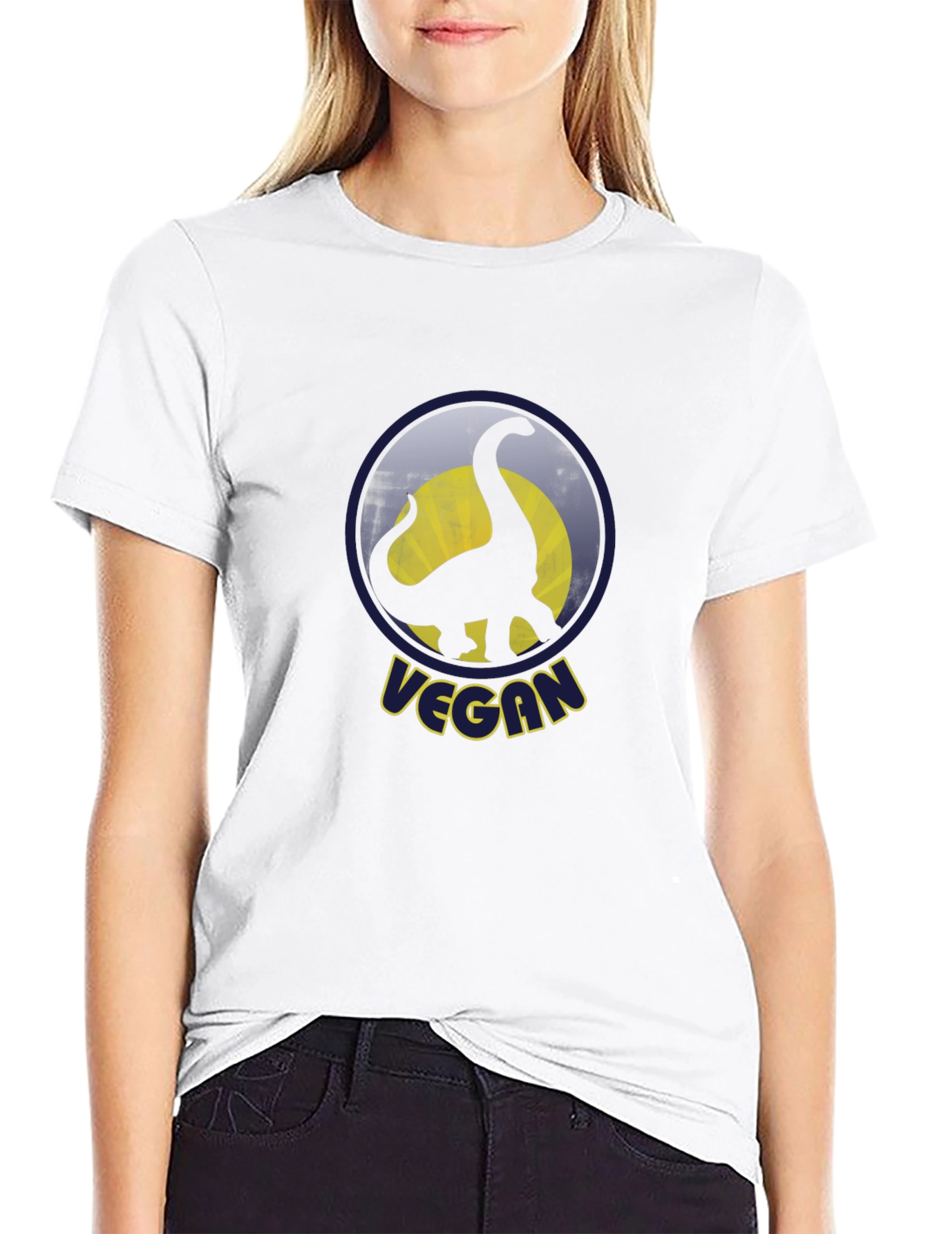 Vegan Dinosaur T-Shirt - Black Cotton Graphic Tee