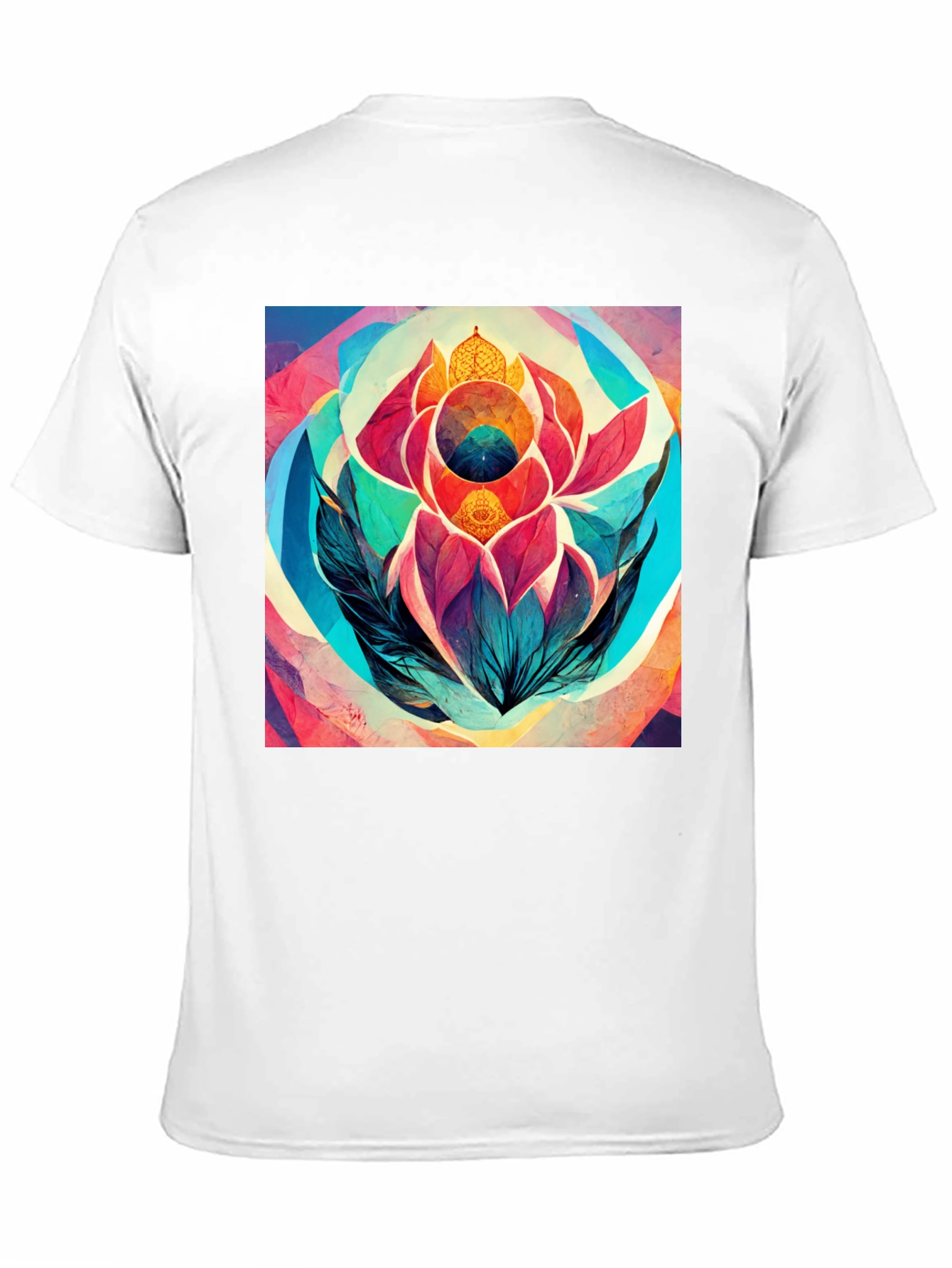 Abstract Lotus Flower Graphic Tee - Black