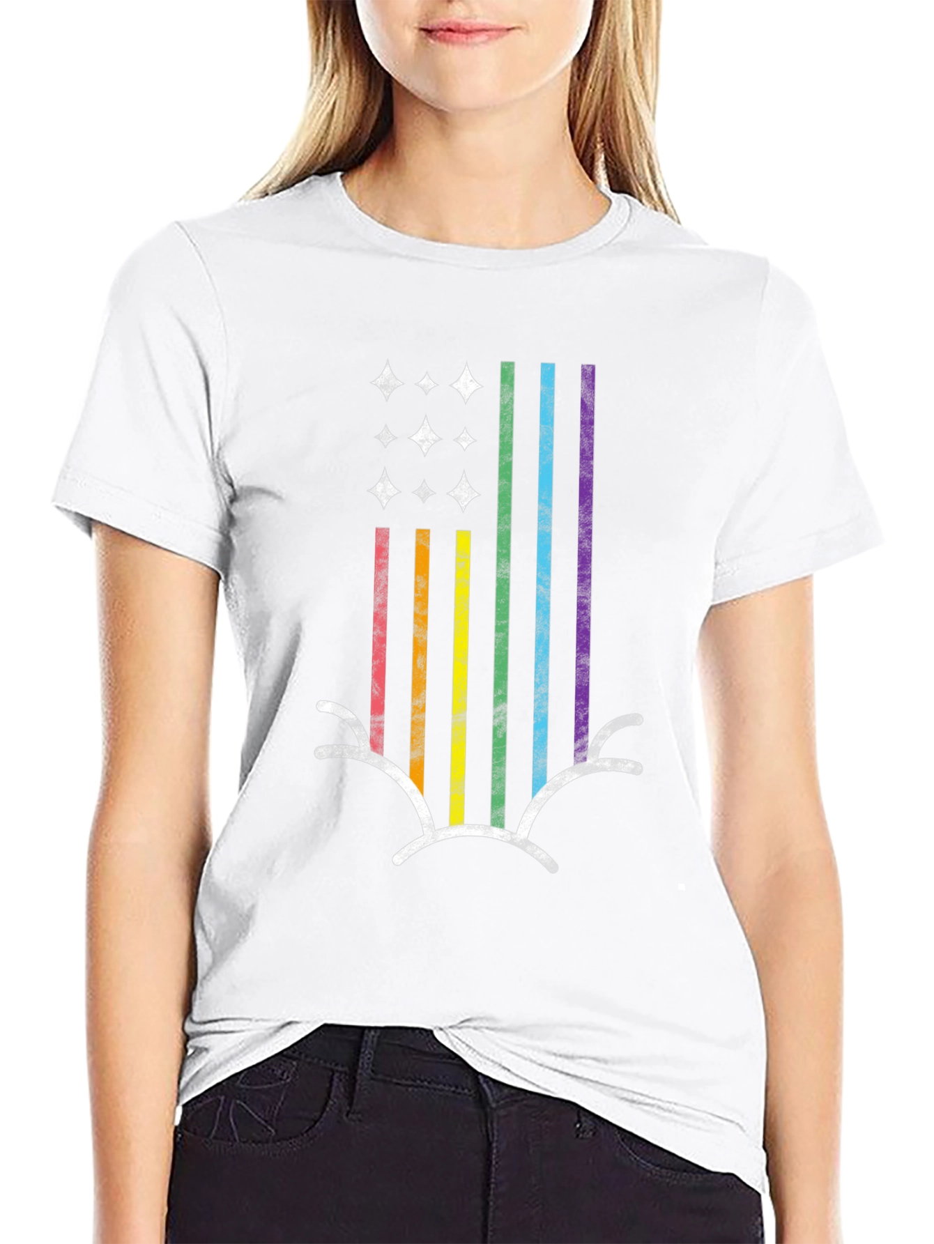 Rainbow Pride Antler Graphic Tee - Black