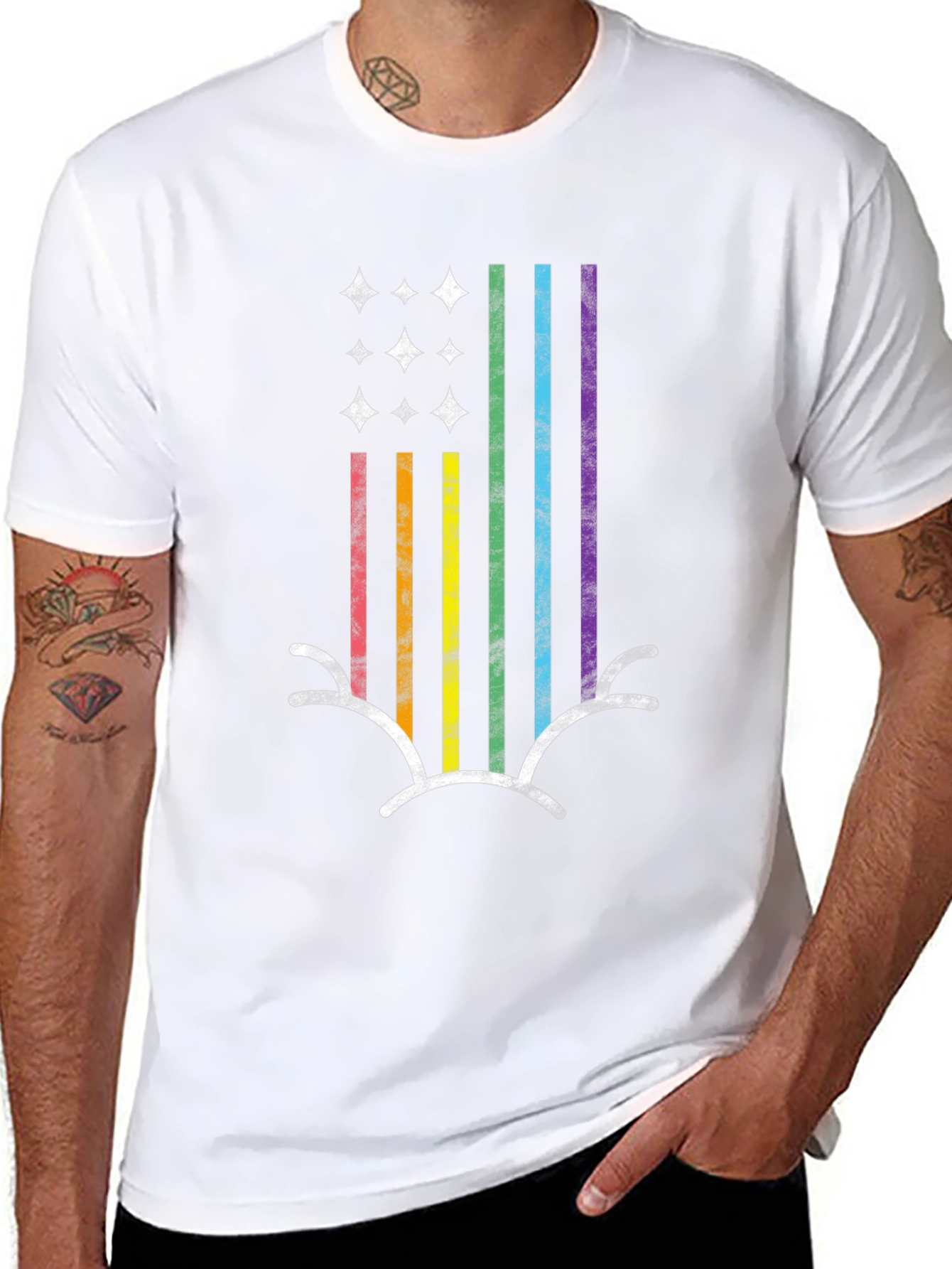 Rainbow Pride Antler Graphic Tee - Black