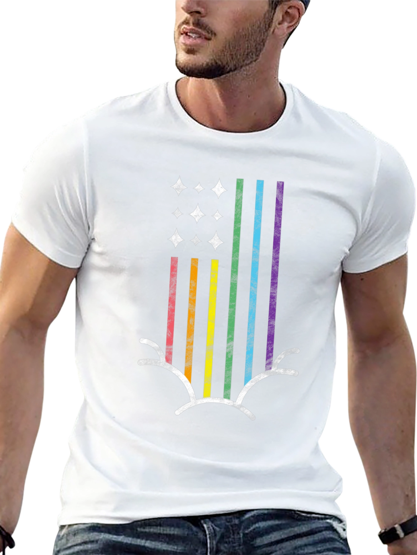 Rainbow Pride Antler Graphic Tee - Black