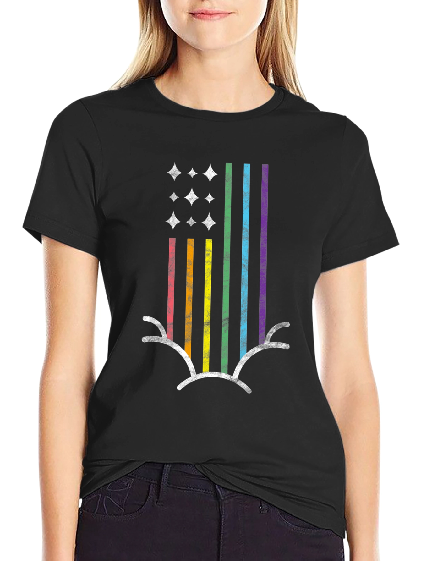 Rainbow Pride Antler Graphic Tee - Black