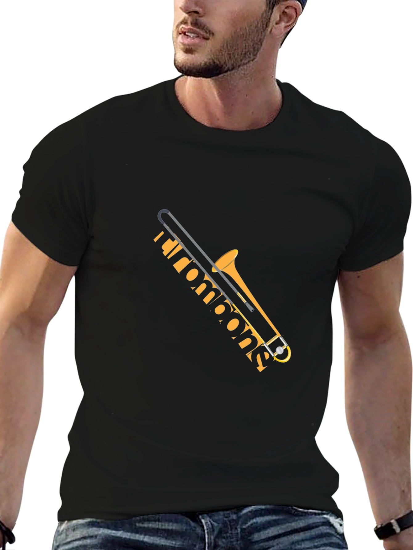 Trombone Graphic Tee - Black Musical Instrument T-Shirt