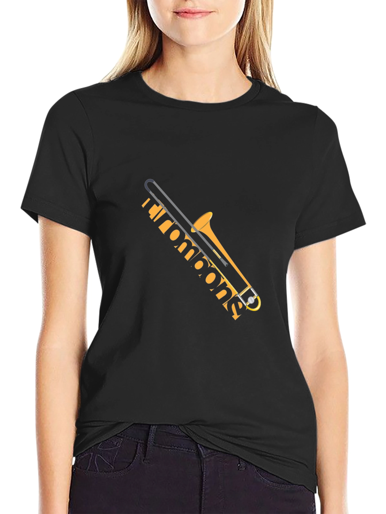 Trombone Graphic Tee - Black Musical Instrument T-Shirt