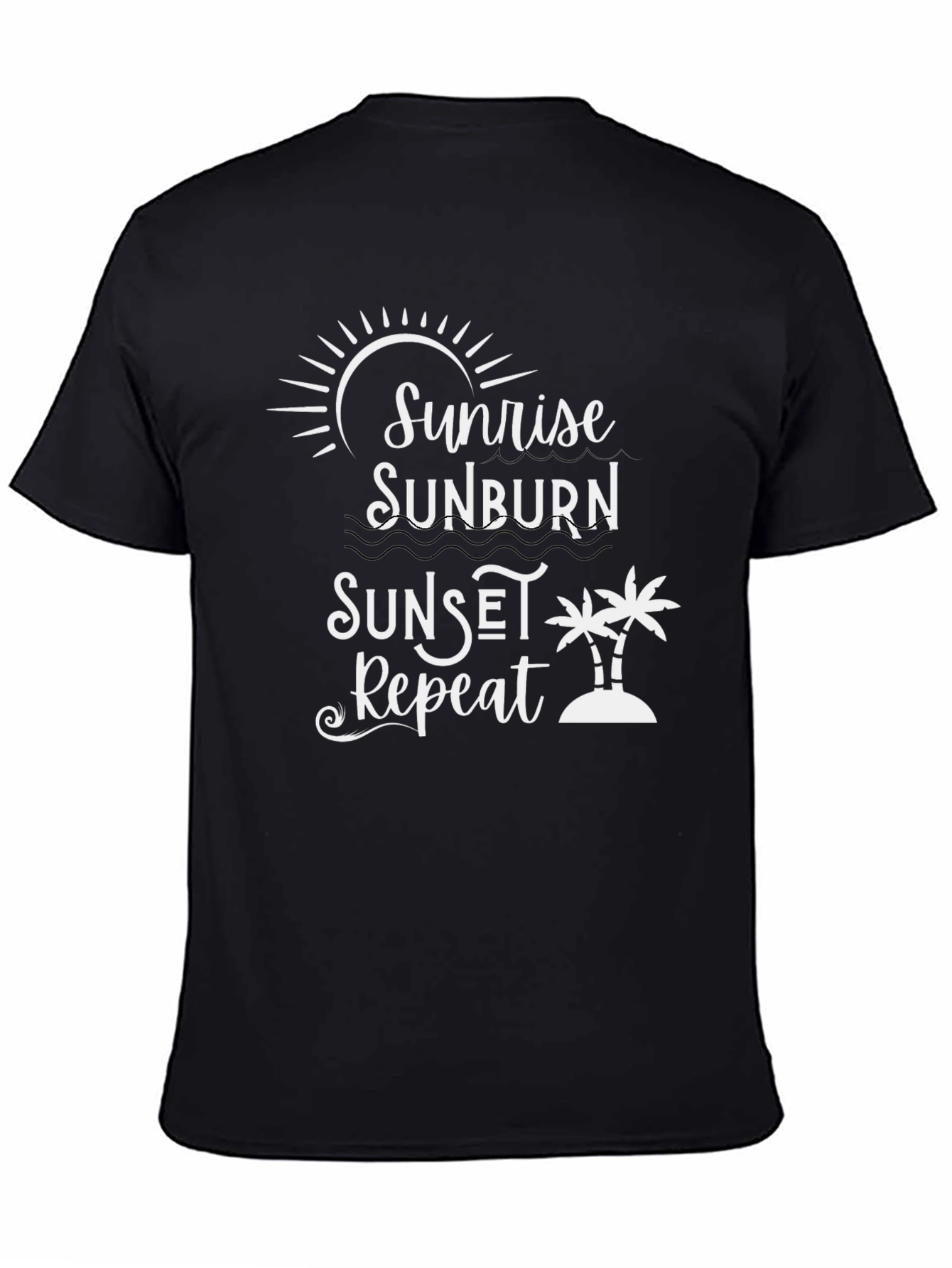 Sunrise Sunburn Sunset Repeat Graphic Tee - Black