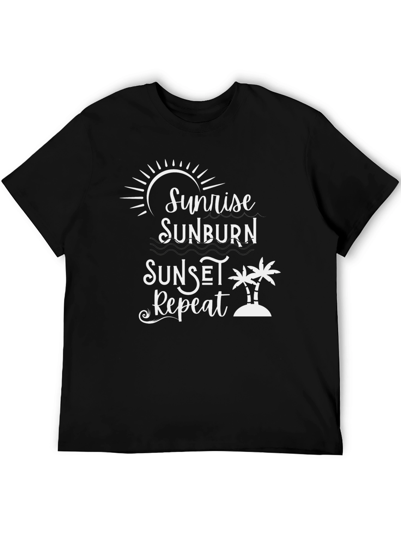 Sunrise Sunburn Sunset Repeat Graphic Tee - Black