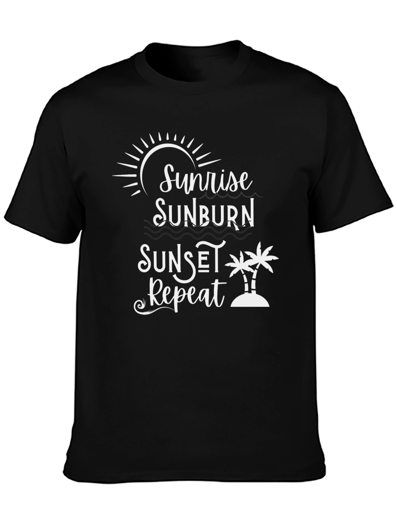 Sunrise Sunburn Sunset Repeat Graphic Tee - Black