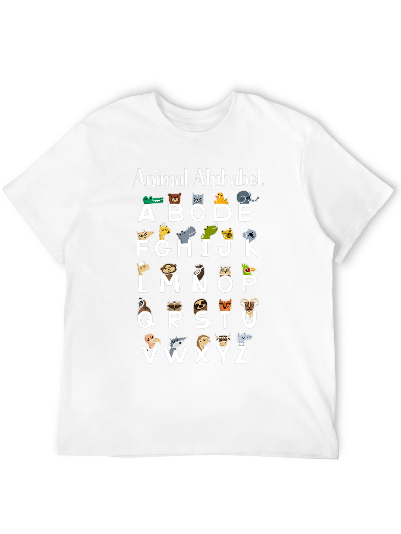 Animal Alphabet Black Cotton T-Shirt