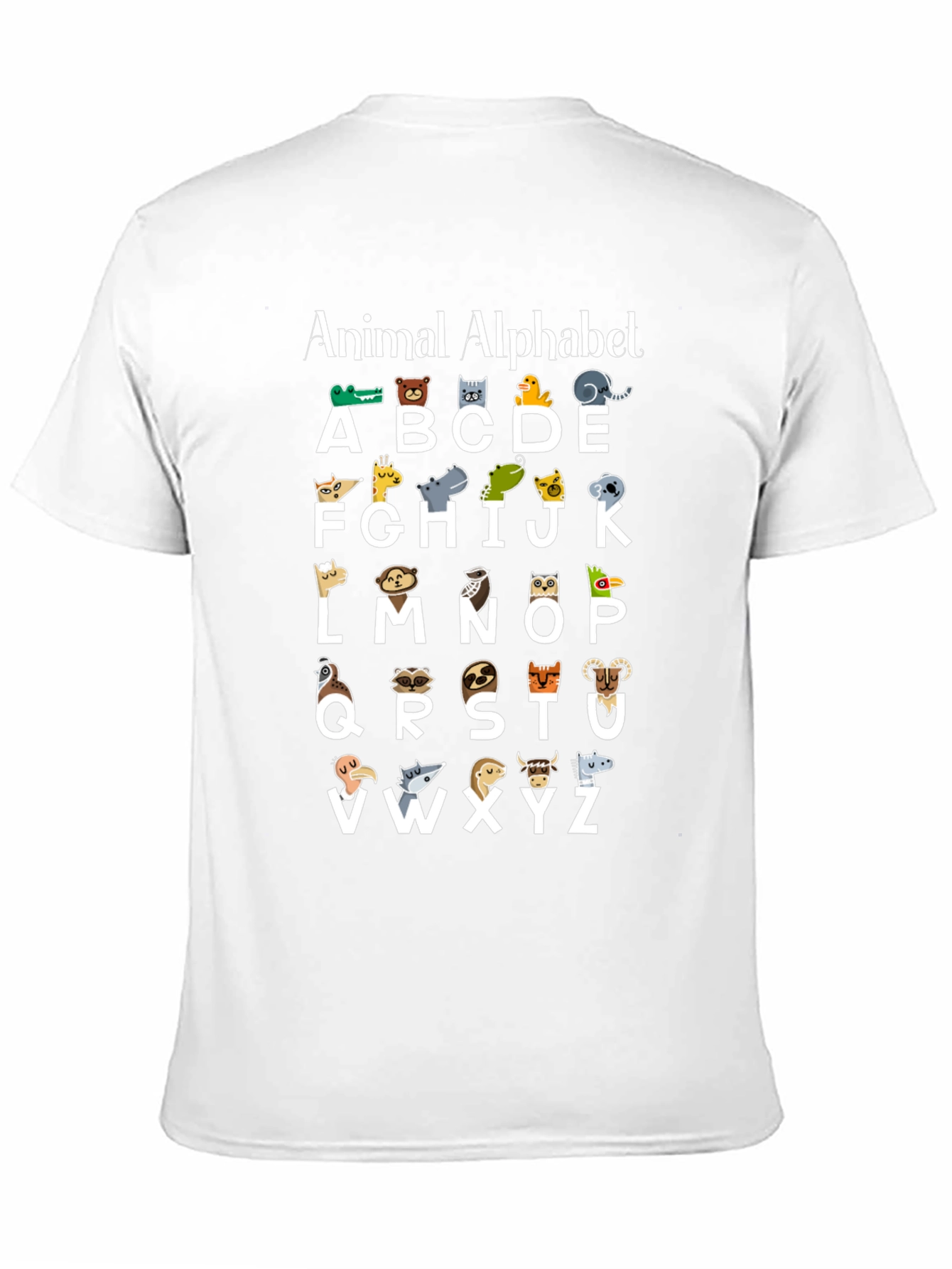 Animal Alphabet Black Cotton T-Shirt