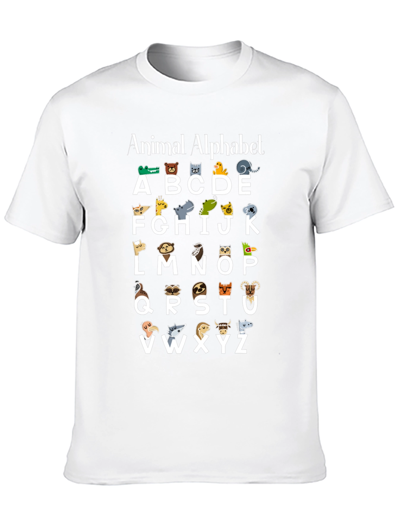 Animal Alphabet Black Cotton T-Shirt